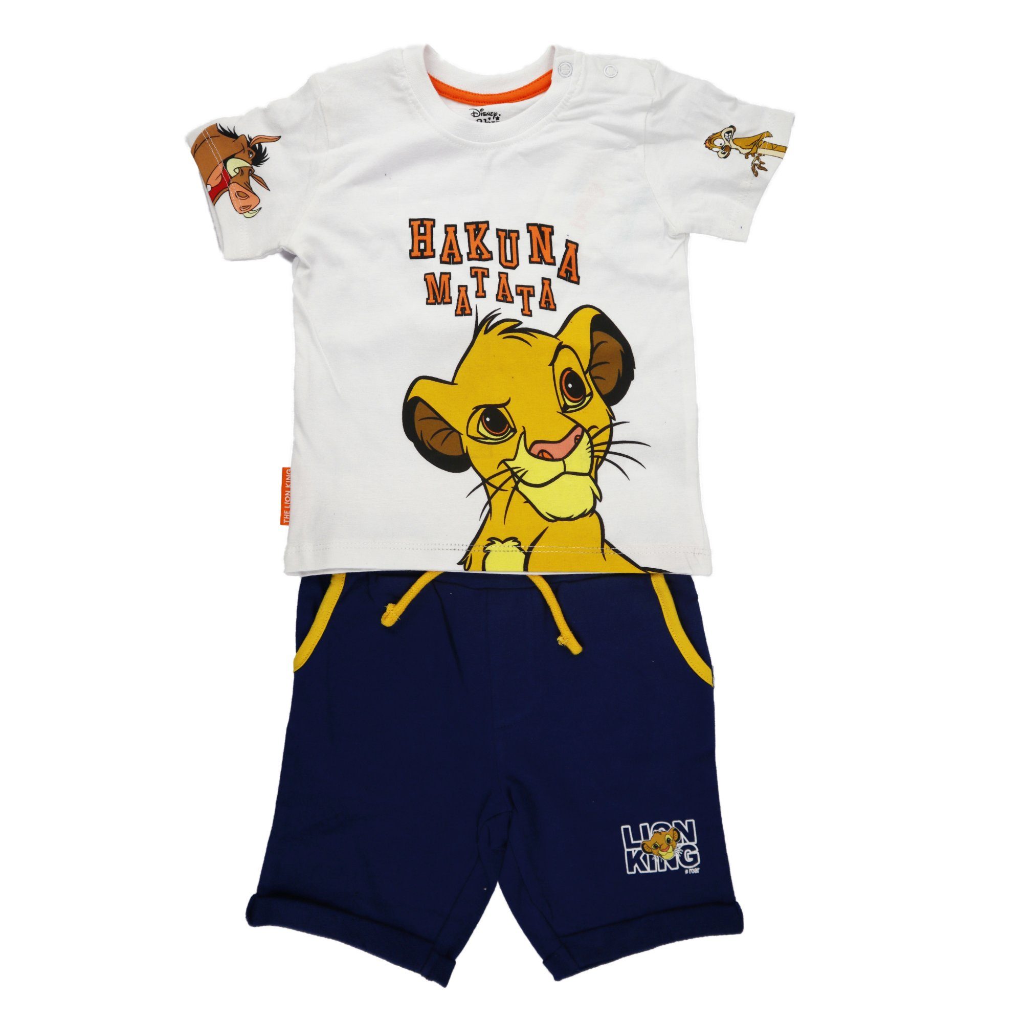 plus Der Baumwolle Sommer King bis Print-Shirt Lion T-Shirt Löwen 86, Set Shorts 62 Simba The Gr. Baby König der 100% Disney