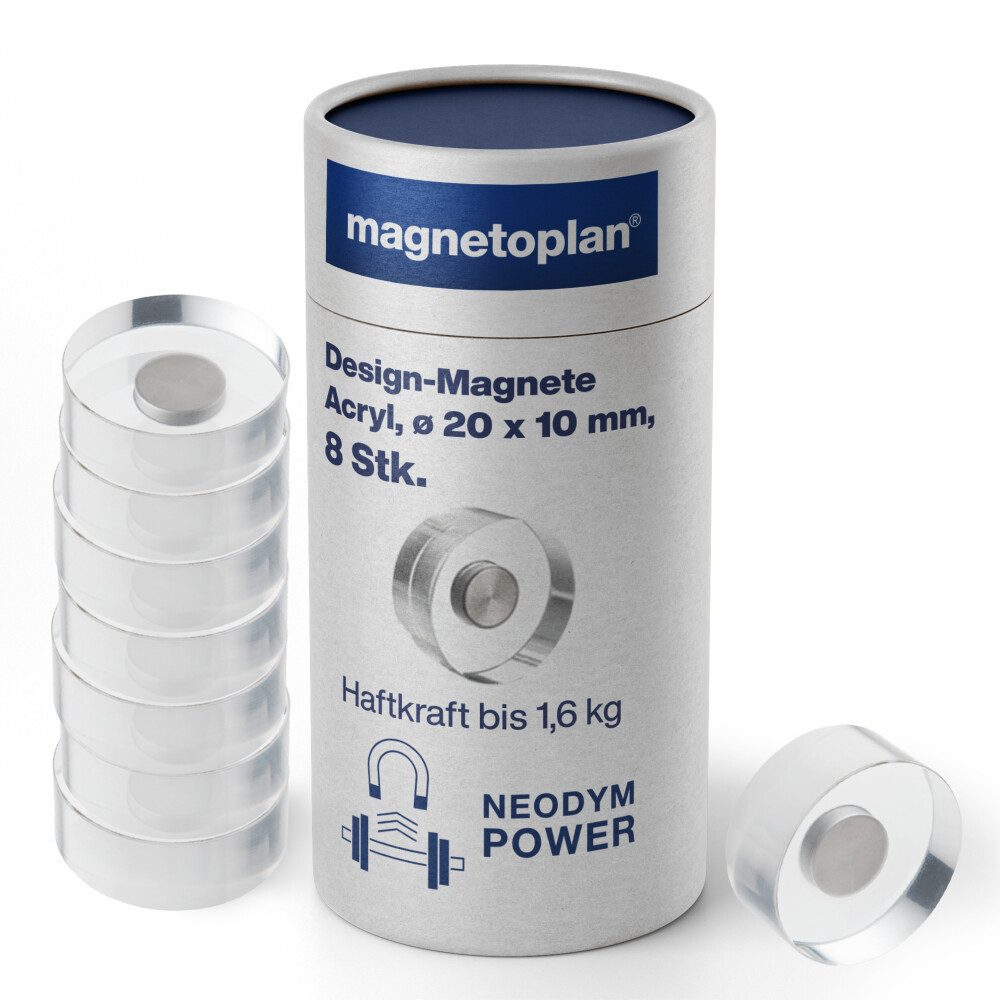 magnetoplan® Anzeigetafel Design Magnete Acryl 20mm 8St - für kreative Projekte! (1-St)
