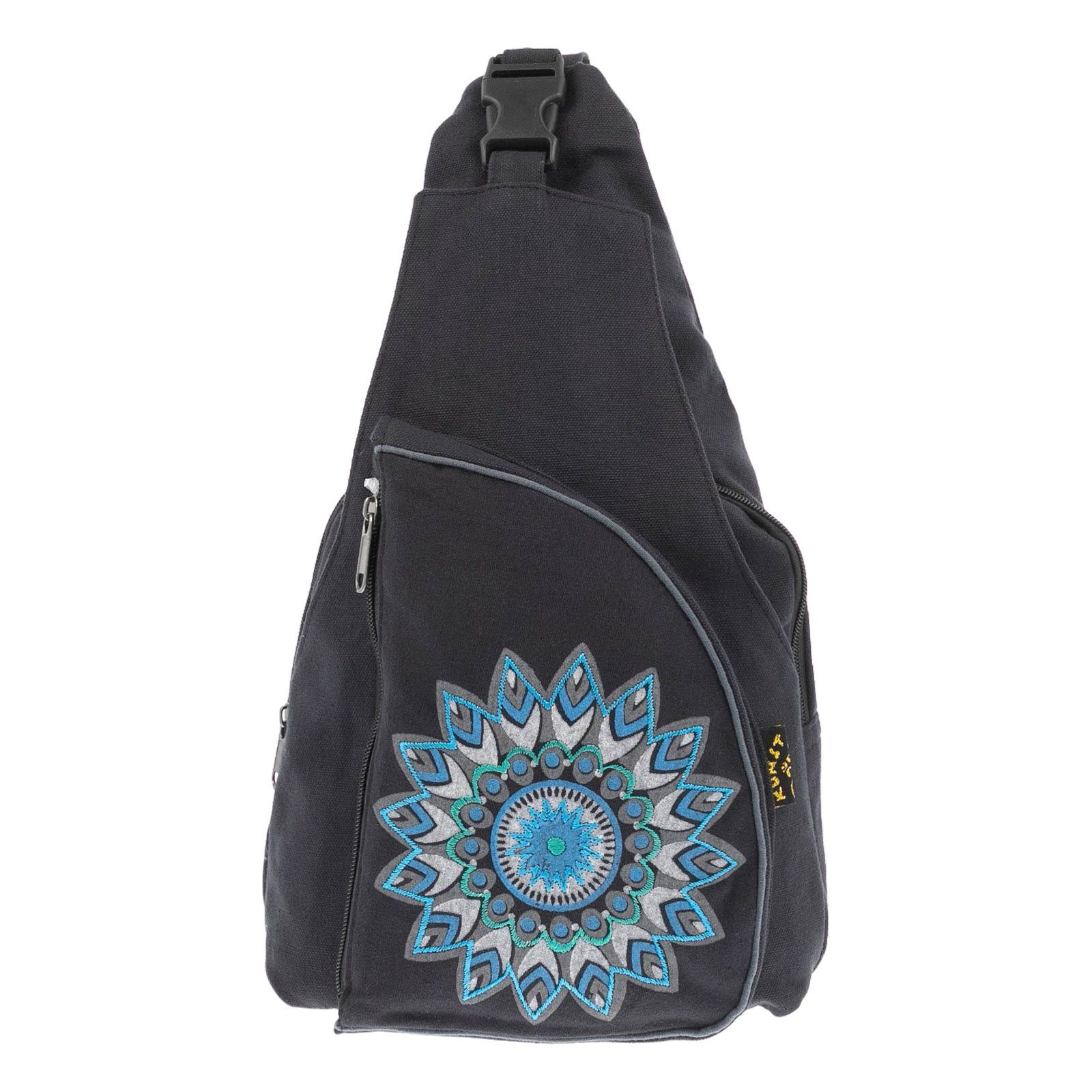 Schwarz Kunst&Magie M MAGIE UND Grau Bodybag / Rucksack Slingbag KUNST Schultertasche Hippie Mandala Schultertasche