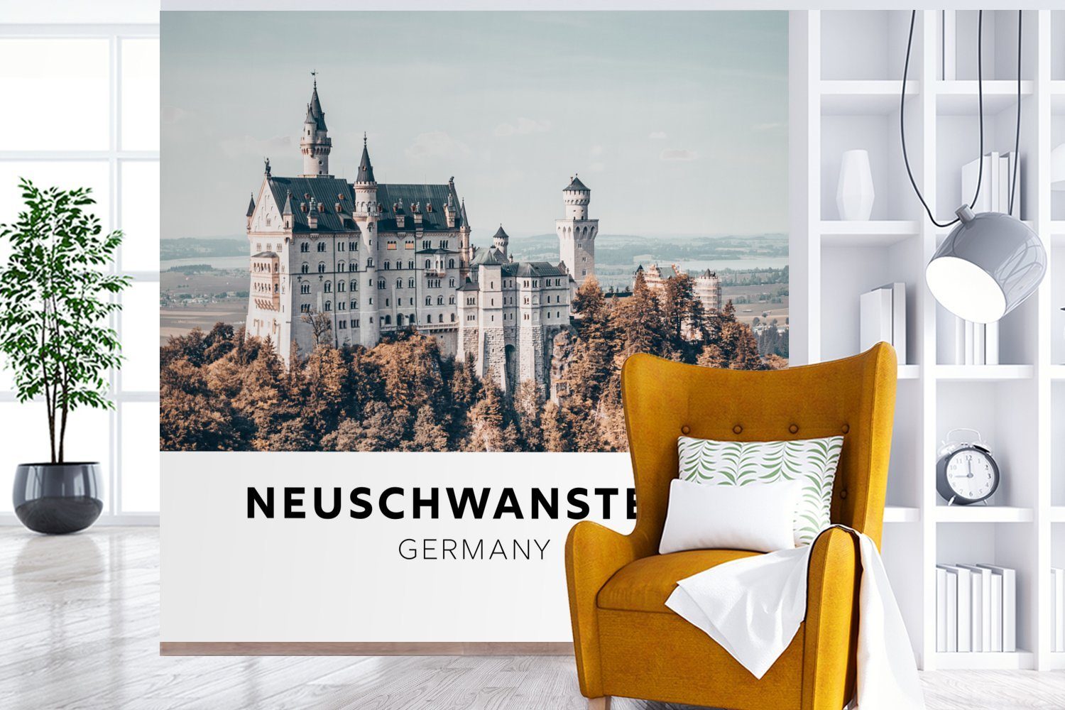 für Bäume, bedruckt, Fototapete (5 St), Deutschland - Schloss - Matt, MuchoWow Wohnzimmer Schlafzimmer, Wandtapete oder Tapete Vinyl