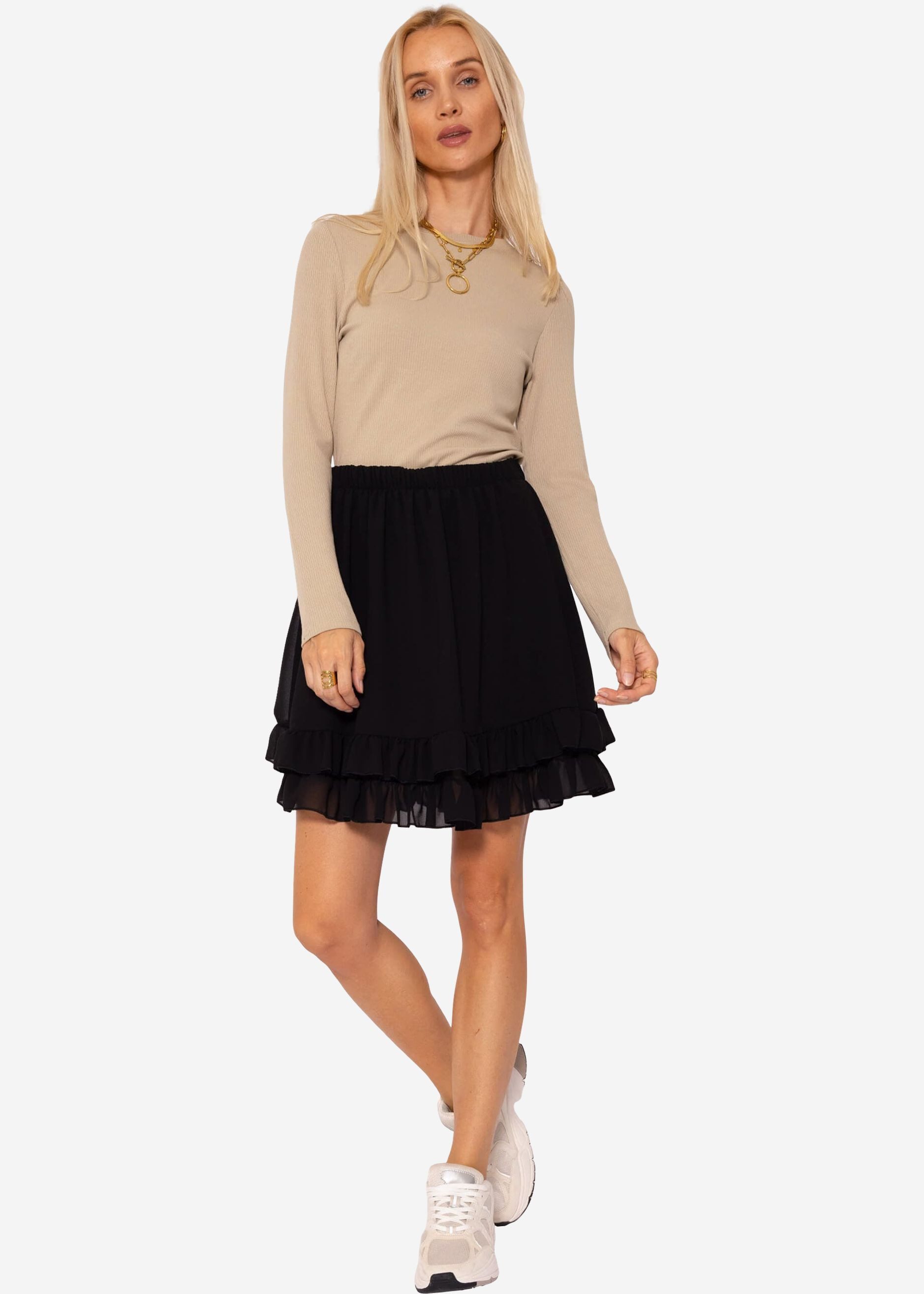 SASSYCLASSY A-Linien-Rock Kurzer Volant-Rock für Damen Leichter Rock im Blu günstig online kaufen