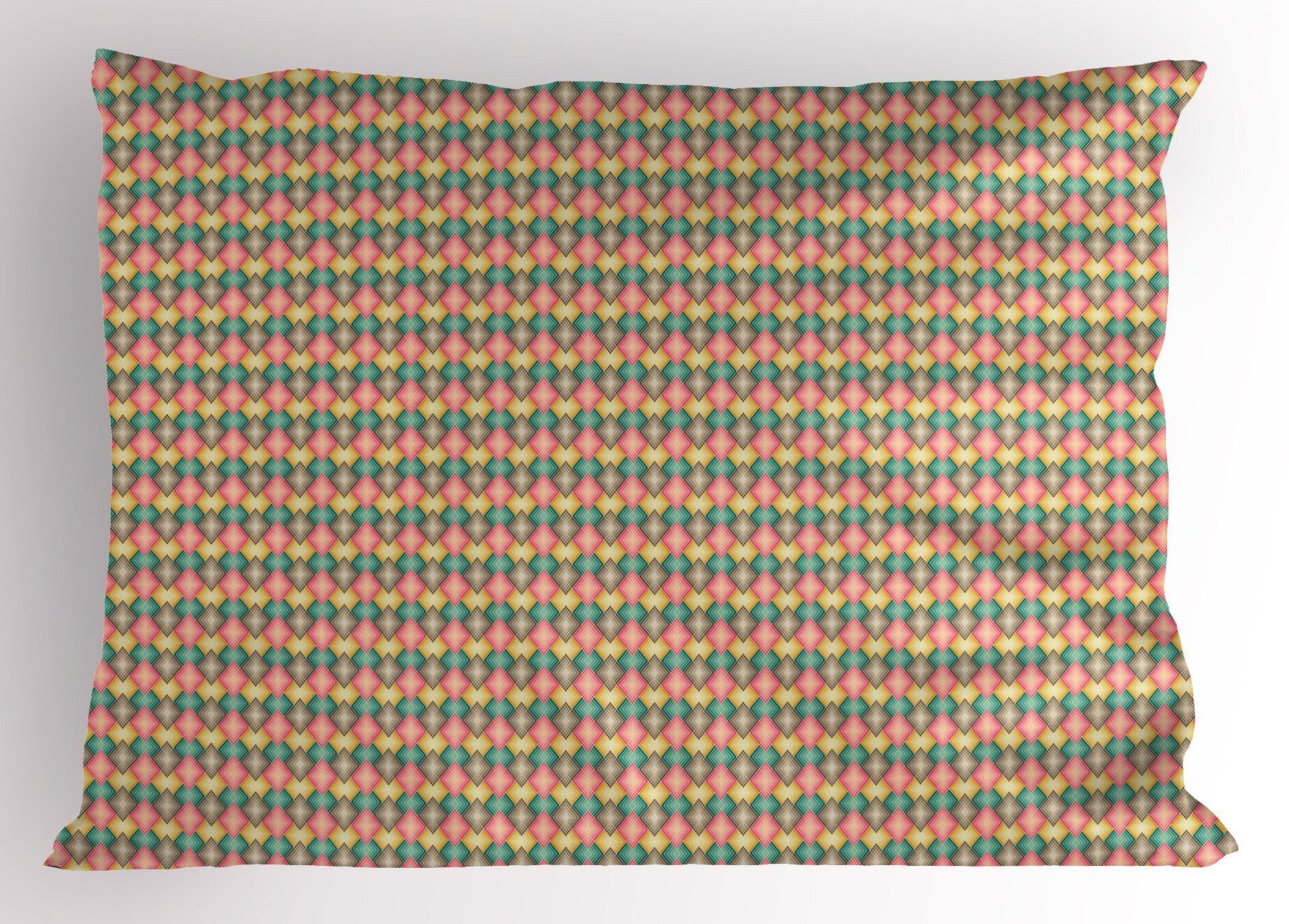 Kissenbezüge Dekorativer Standard Gedämpfte verschachtelte Abakuhaus Rhombuses (1 Stück), Size Gedruckter Farben Kopfkissenbezug