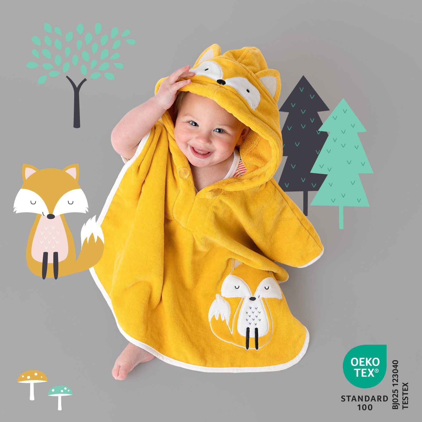 Schlummersack Kinderbademantel Frottee Badeponcho OEKO-Tex zertifiziert