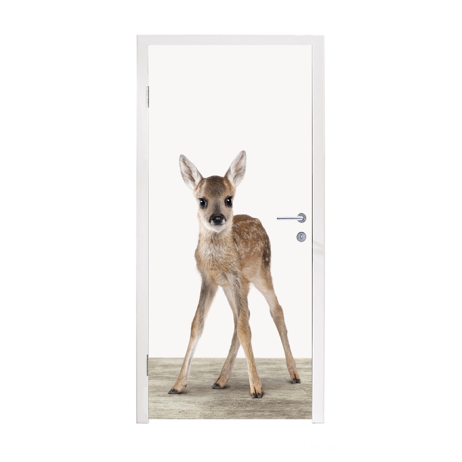 MuchoWow Türtapete Hirsche - Baby-Hirsche - Tiere - Mädchen - Jungen - Kinder, Matt, bedruckt, (1 St), Fototapete für Tür, Türaufkleber, 75x205 cm