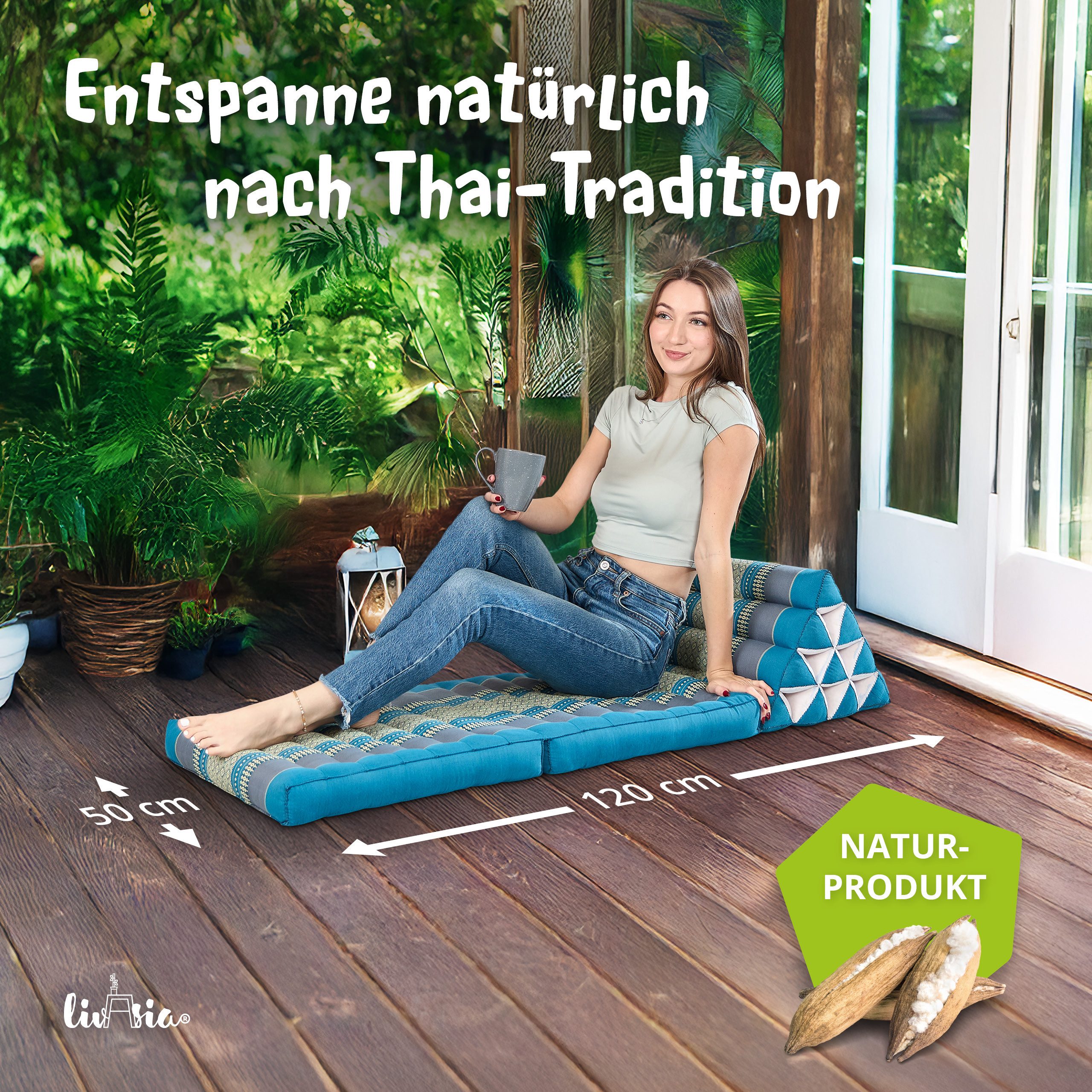 livasia Sitzsack Thaikissen 2 Auflagen, vegan und handgefertigt, 120x50x8cm günstig online kaufen