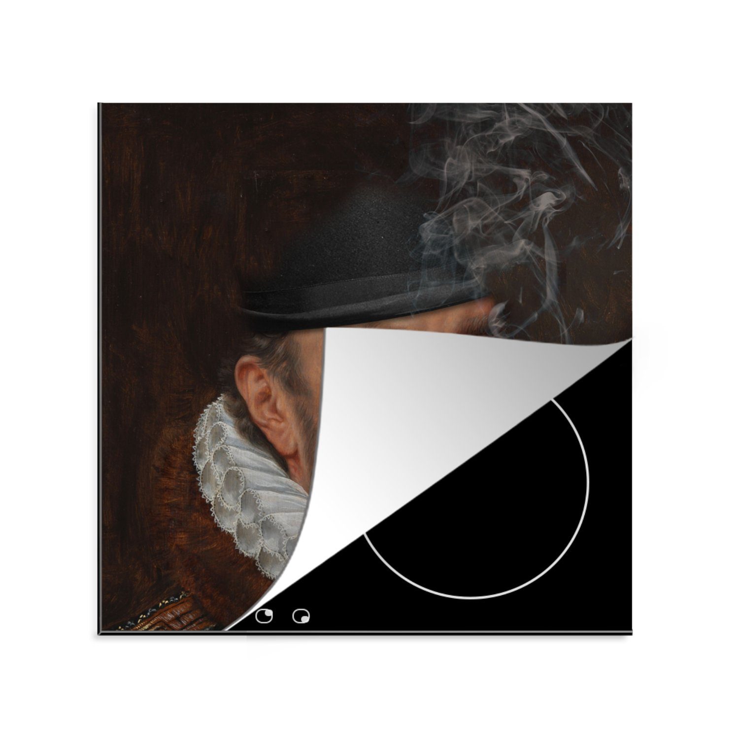 MuchoWow Herdblende-/Abdeckplatte Wilhelm von Oranien - Kunst - Rauchen, Vinyl, (1 tlg), 78x78 cm, Ceranfeldabdeckung, Arbeitsplatte für küche