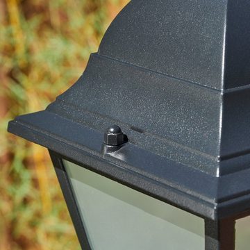 hofstein Außen-Stehlampe moderne Wegeleuchte aus Metall/Glas in Schwarz/Milchglas, ohne Leuchtmittel, Kandelaber, Gartenbeleuchtung IP44, 3x E27, ohne Leuchtmittel