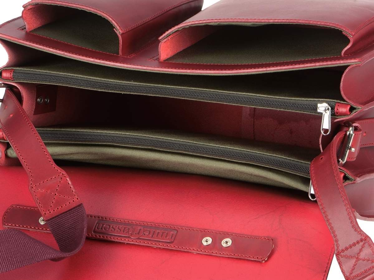 Ruitertassen Aktentasche Classic 40 Lehrertasche rustikales 3 rot Notebookfach, cm Fächern, mit Leder Adult
