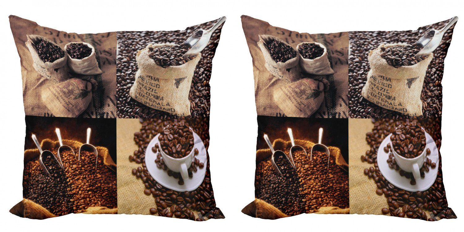 Kissenbezüge Modern Accent Doppelseitiger Digitaldruck, Abakuhaus (2 Stück), Kaffee Rustikale Collage von Getreide