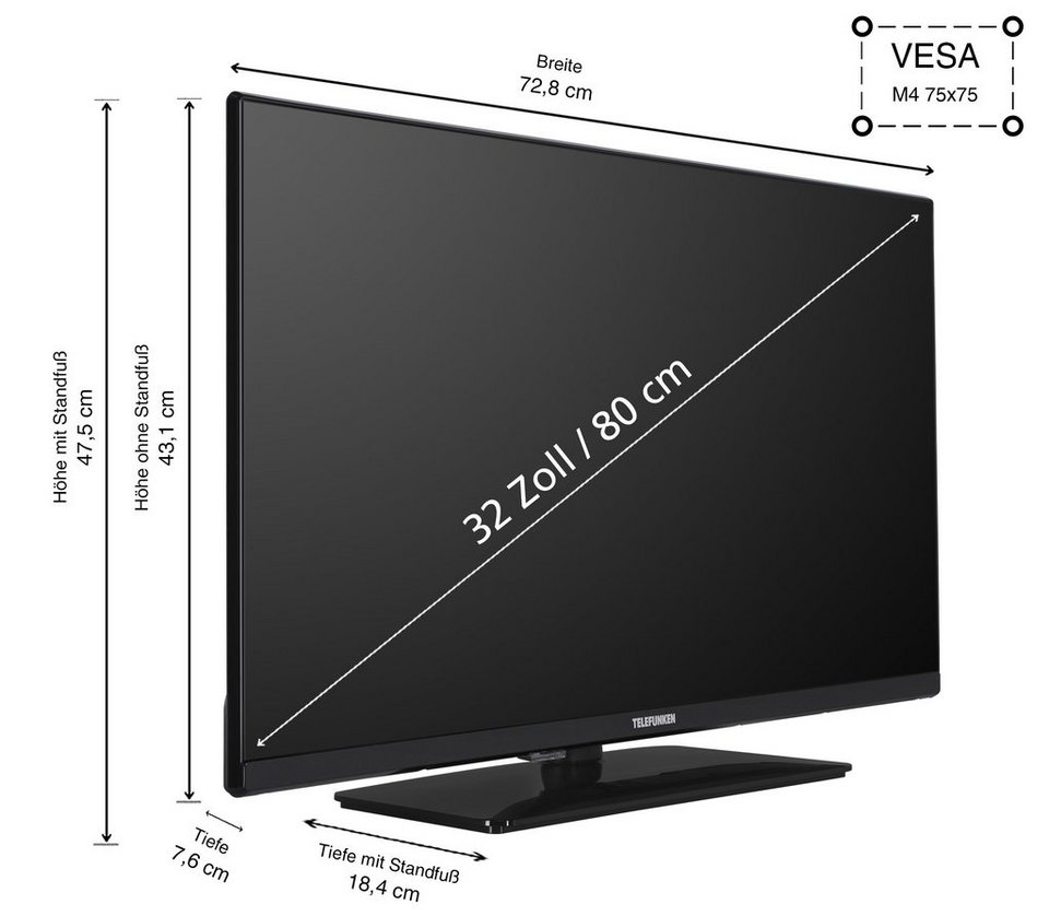 Telefunken XF32AN750M LCD-LED Fernseher (80 cm/32 Zoll, Full HD, Android TV,  Dolby Vision HDR, Triple-Tuner, Google Play Store, Google Assistant)