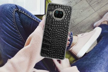 MuchoWow Handyhülle Leder - Strukturiert - Schwarz - Grau, Phone Case, Handyhülle Xiaomi Mi 10T Lite, Silikon, Schutzhülle