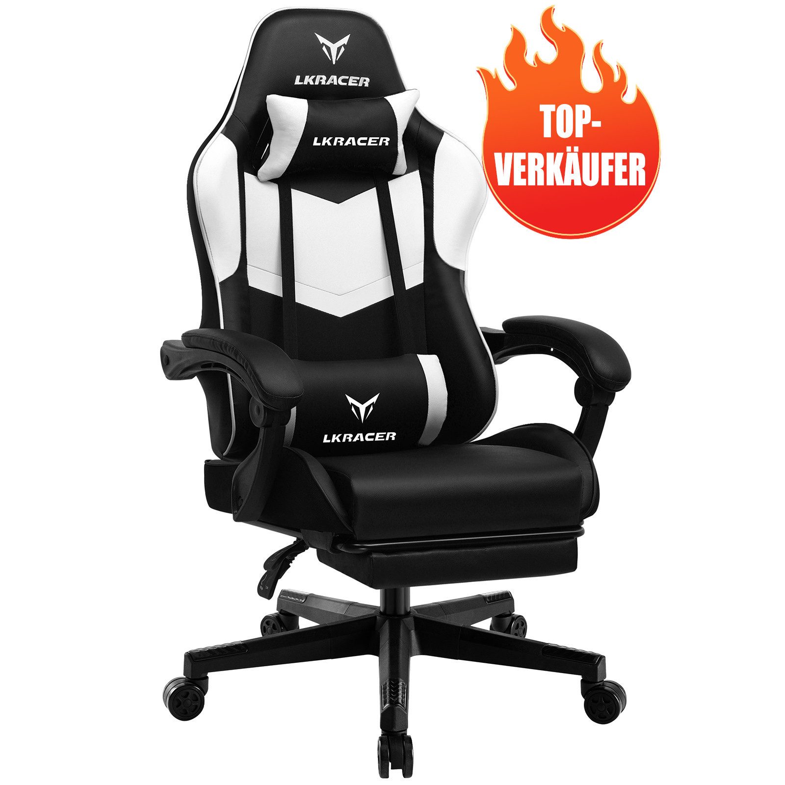 GTPLAYER Gaming-Stuhl mit Fußstütze und Massage-Lendenkissen günstig online kaufen