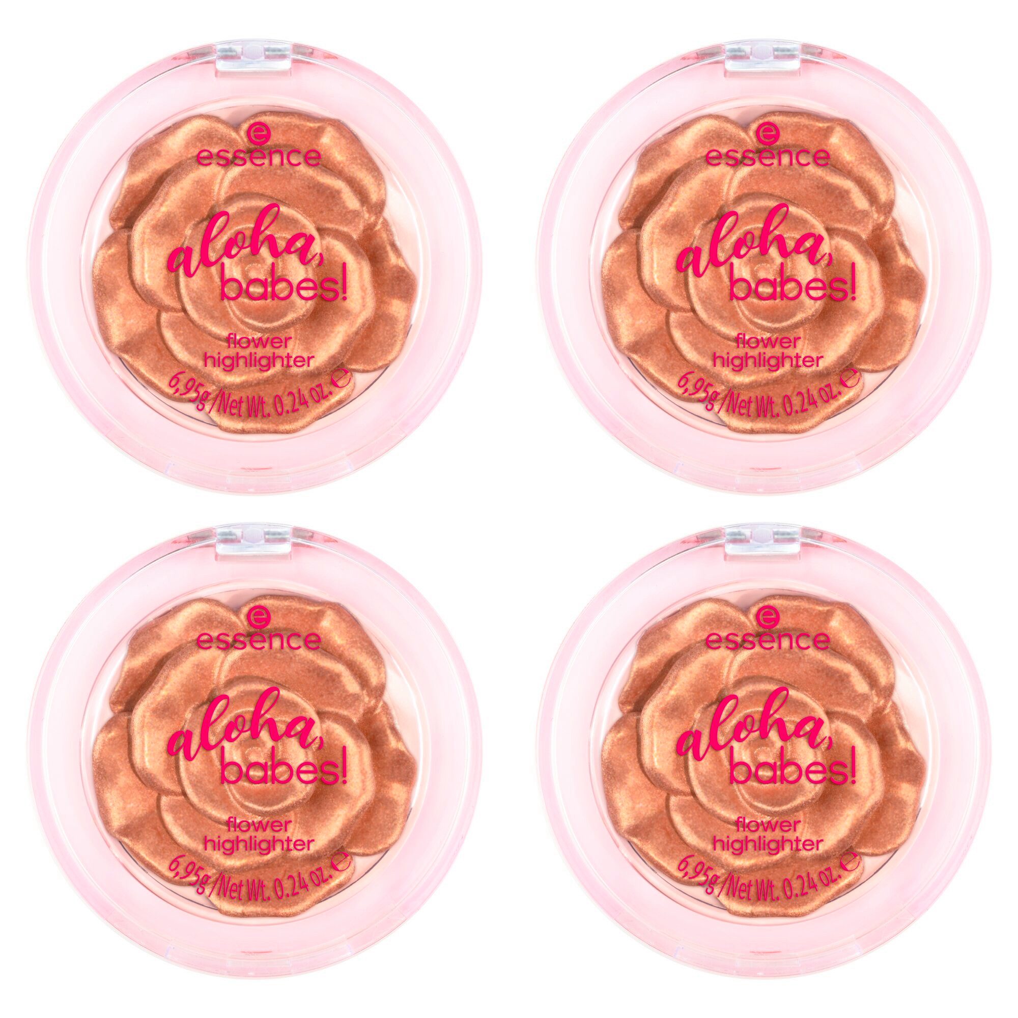 Essence Highlighter ALOHA, BABES! FLOWER HIGHLIGHTER, 4-tlg., im Blumen-Design mit schimmernder Pudertextur