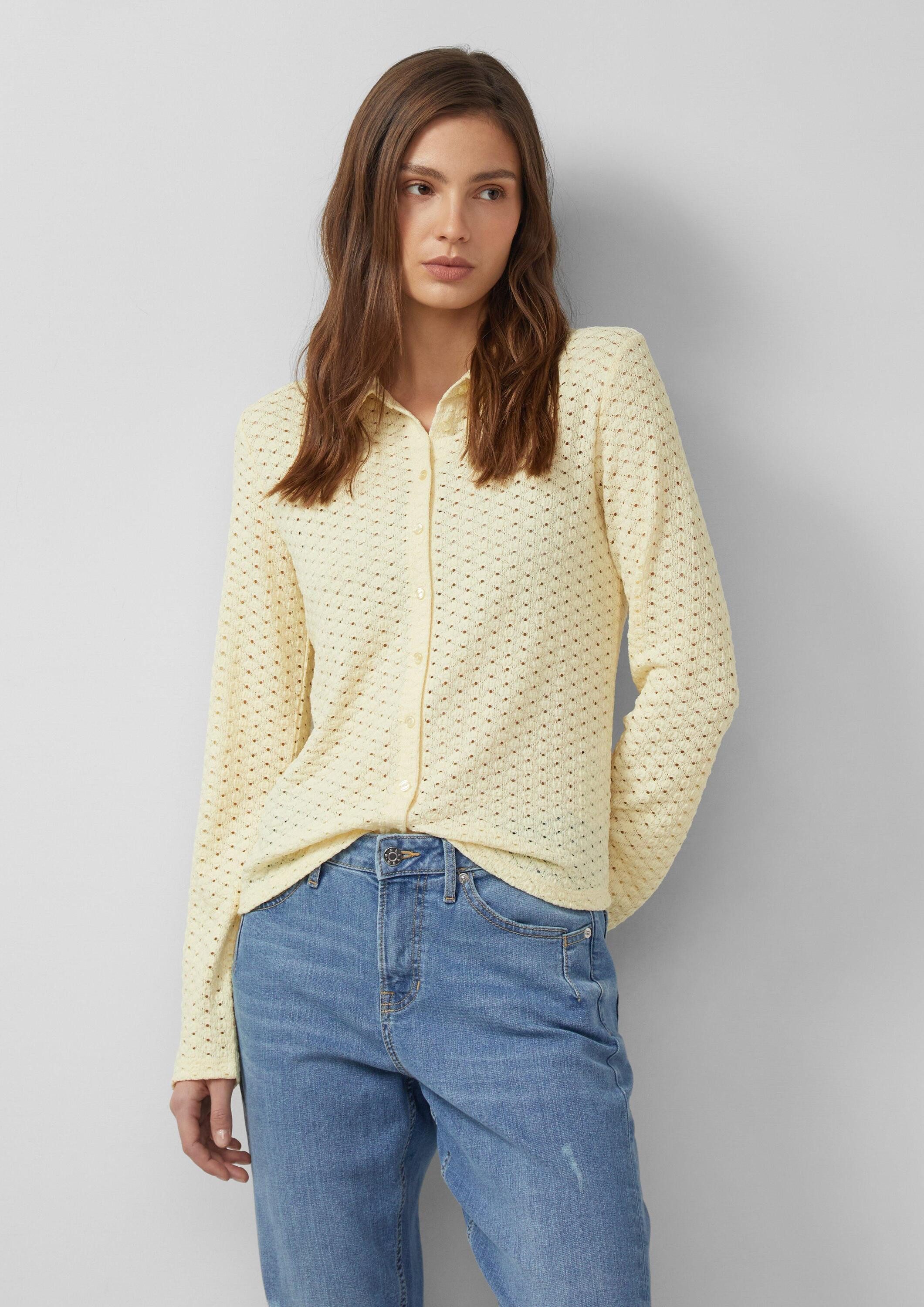 s.Oliver Langarmbluse T-Shirt Jersey-Bluse aus Lochspitze