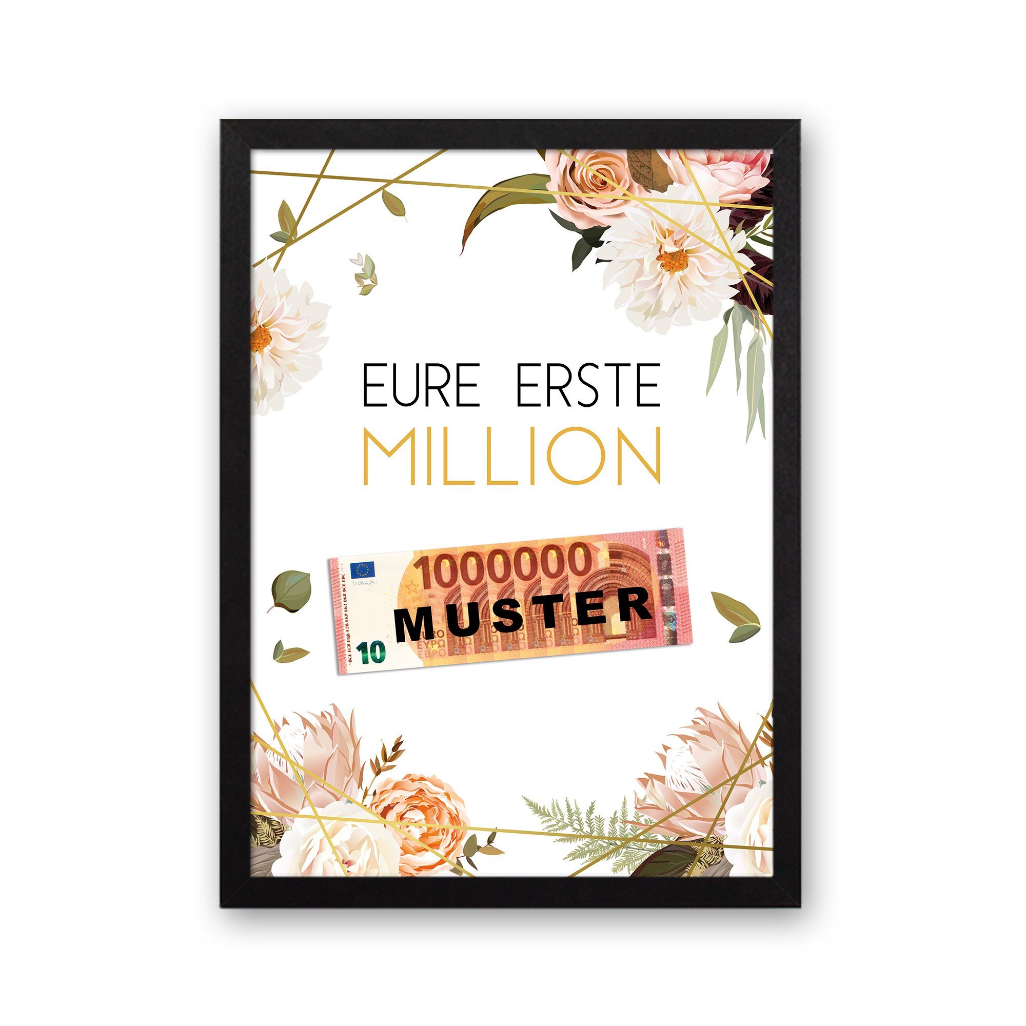 Rahmen A3 Million“ Poster A4 ohne - Premium Feder wahlweise oder mit erste Rosen-Design, optional Kreative „Eure mit Blumen, DIN Poster DIN Rahmen; Kunstdruck