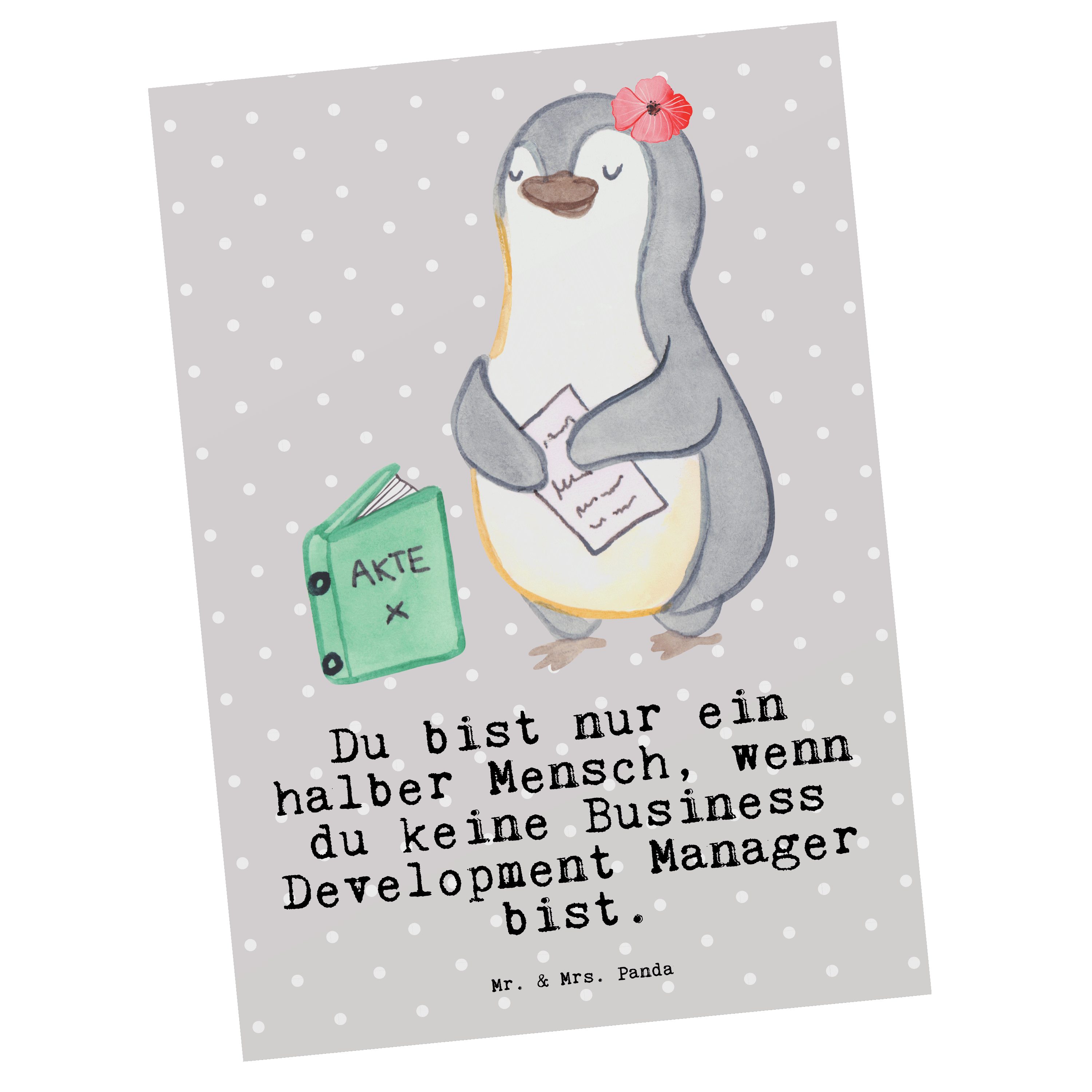 Manager Business Postkarte & Kart Grau - mit Pastell Development Mrs. Panda Herz Geschenk, Mr. -