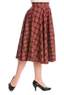 Banned A-Linien-Rock Adore Her Burgunder Kariert Retro Vintage Swing Skirt