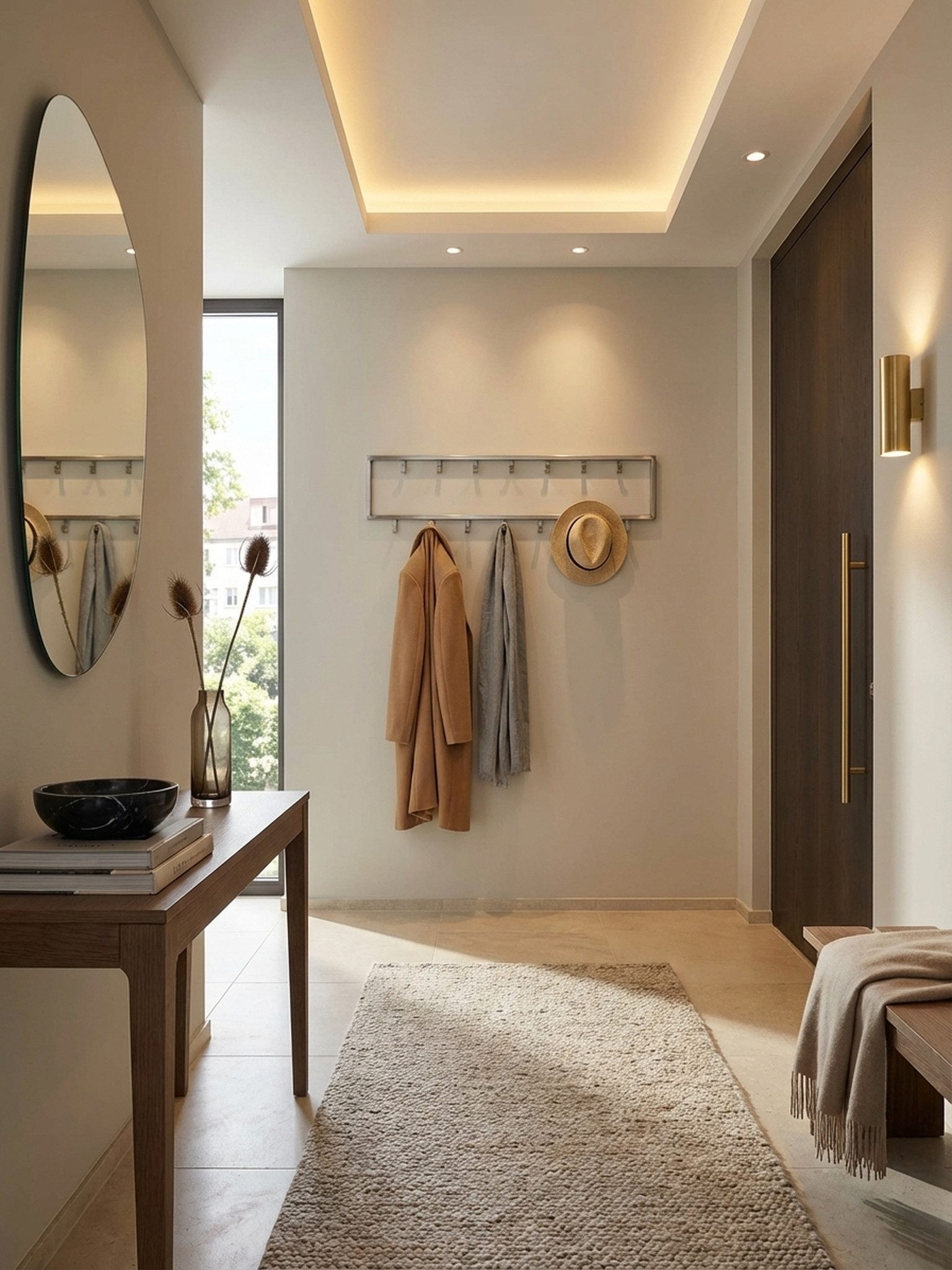 KADIMA DESIGN Wandgarderobe Wandgarderobe Metall Silber 80x20x4 cm Design Flurgarderobe Stahl, Hakenleiste Wandpaneel, Garderobe Wand, Garderobenleiste Flur