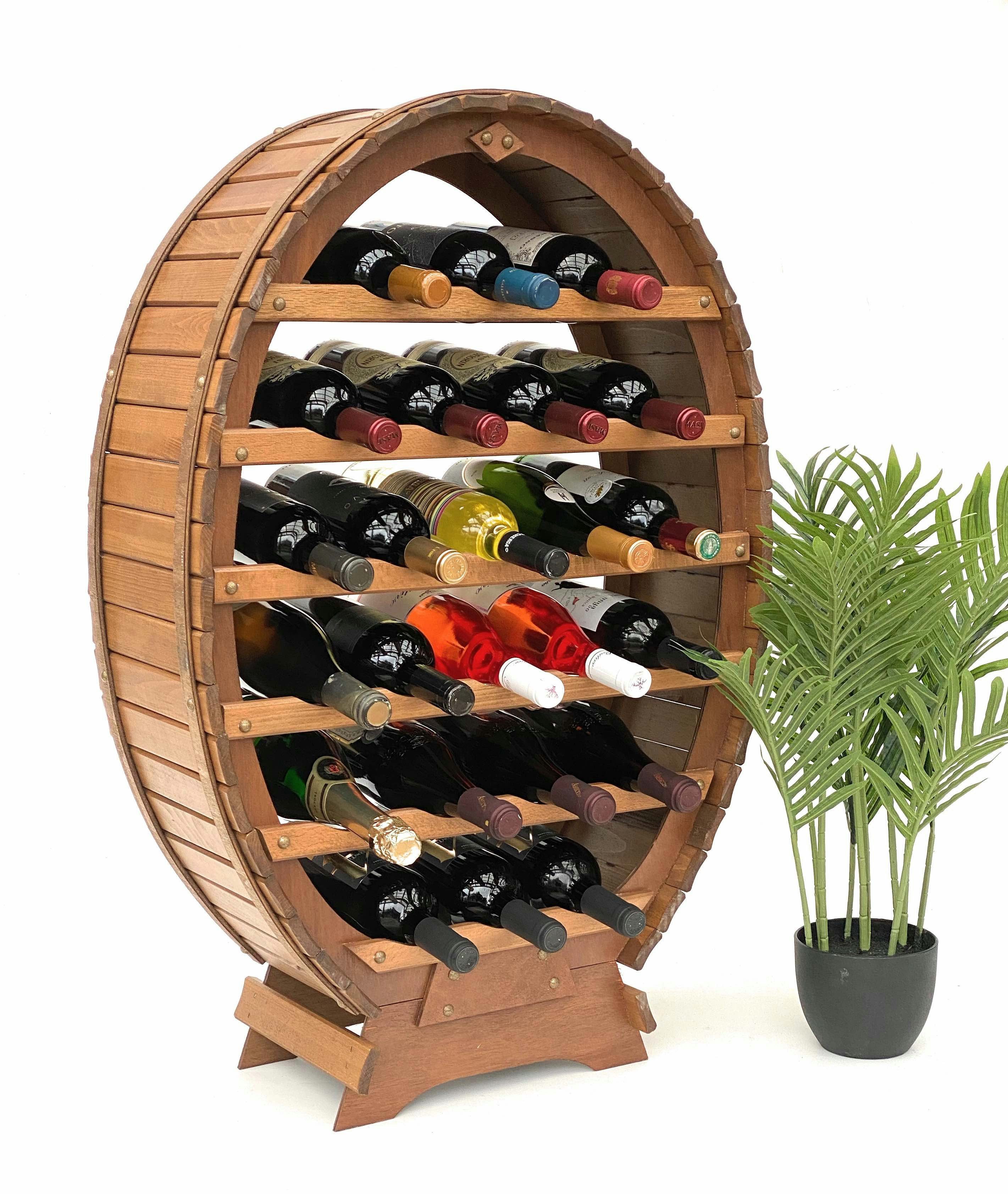 DanDiBo Weinregal Weinfass für 24 Flaschen Braun gebeizt Bar Flaschenstände günstig online kaufen