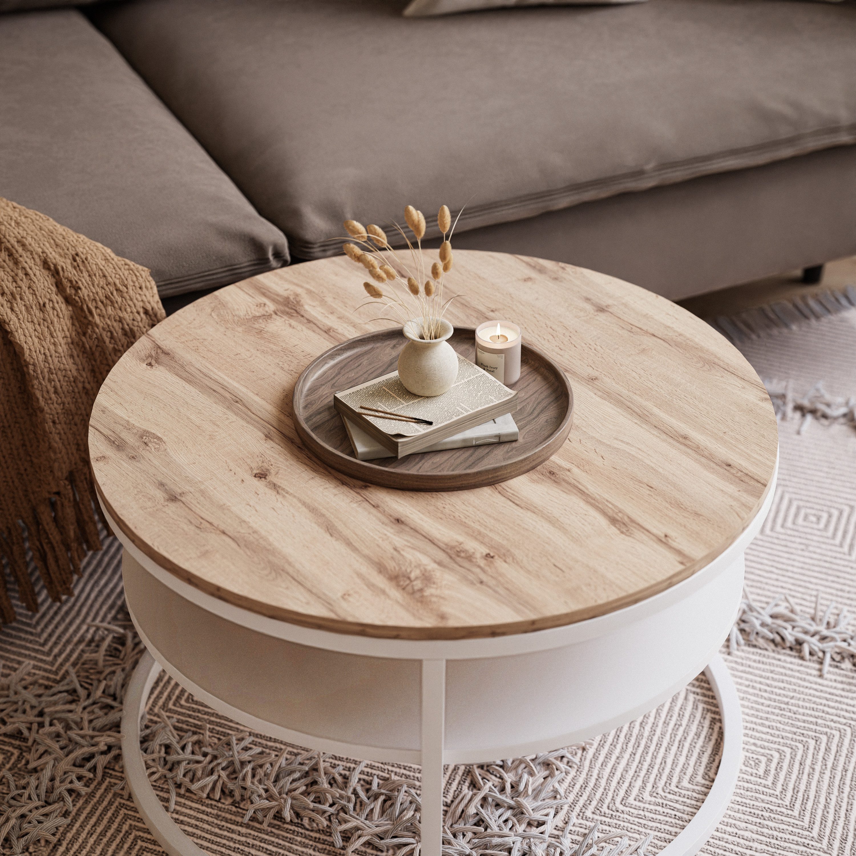 Lookway Couchtisch CIRI SLIM LOFT mit Ablage (1 Tisch), Durchmesser: ⌀ 60 cm, Höhe: 42 cm – Bild 4 von 5