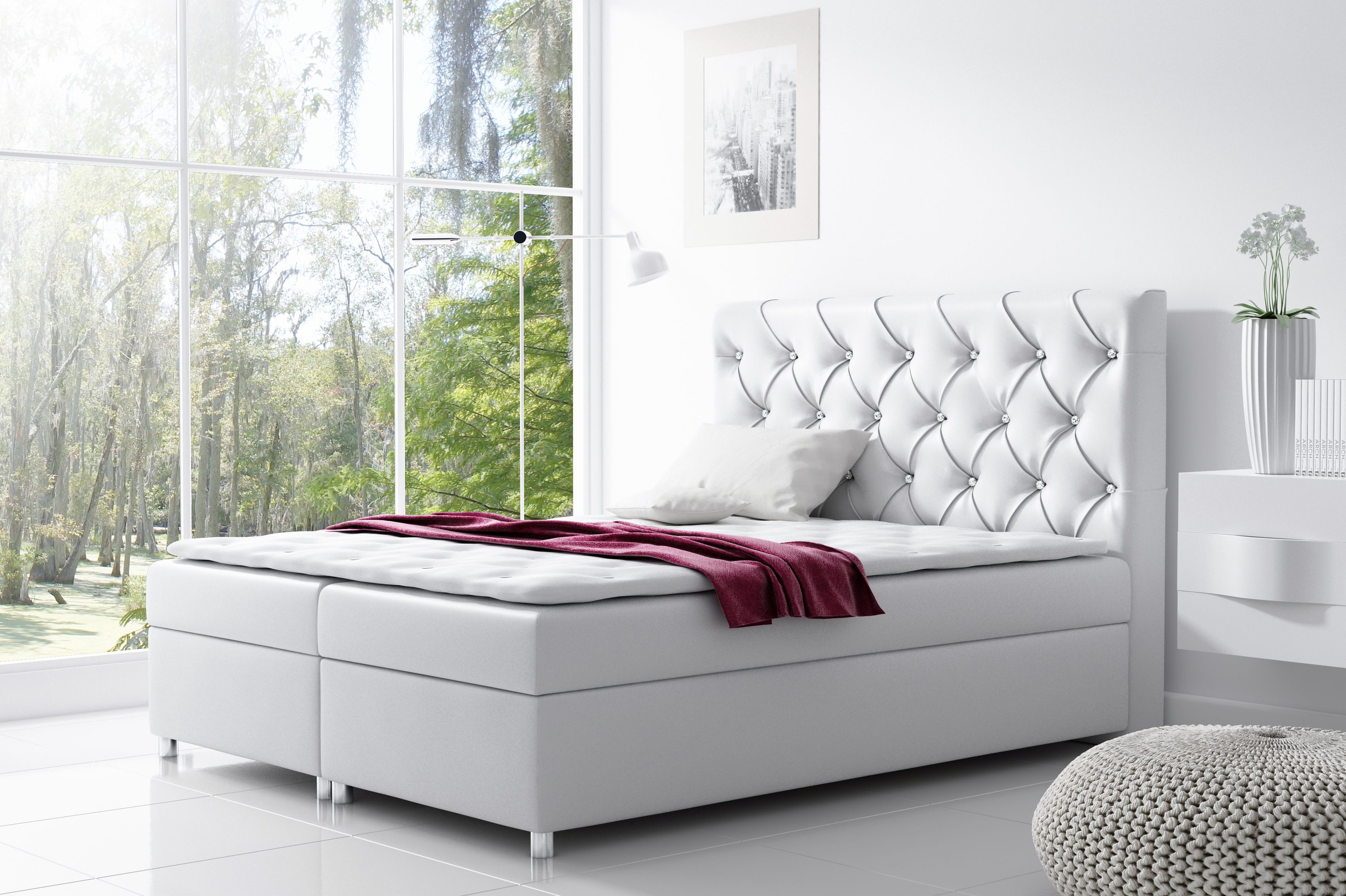 Schlaffabrik Boxspringbett ROMA (Madryt 920), inkl. Matratze, Topper, Stauraum