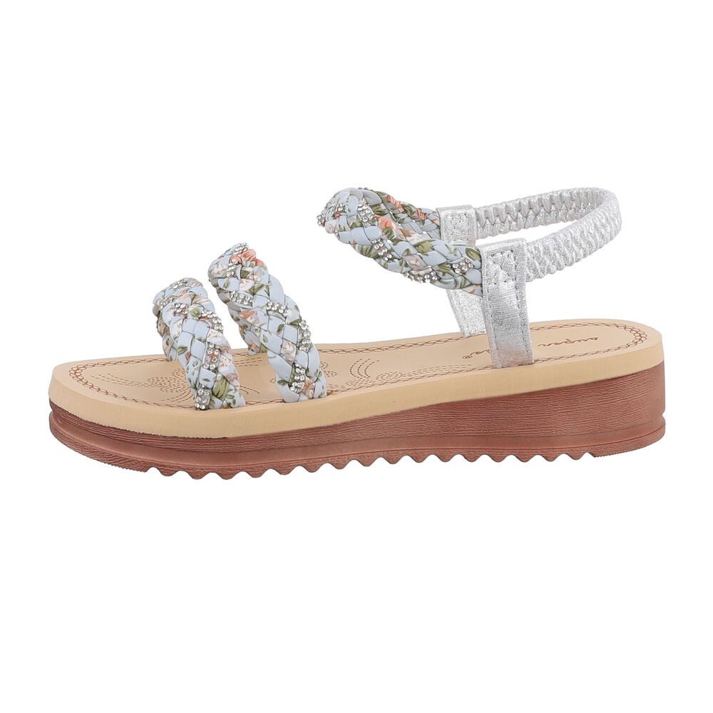 Ital-Design Damen Freizeit Riemchensandalette (85960448) Keilabsatz/Wedge Keilsandaletten in Silber