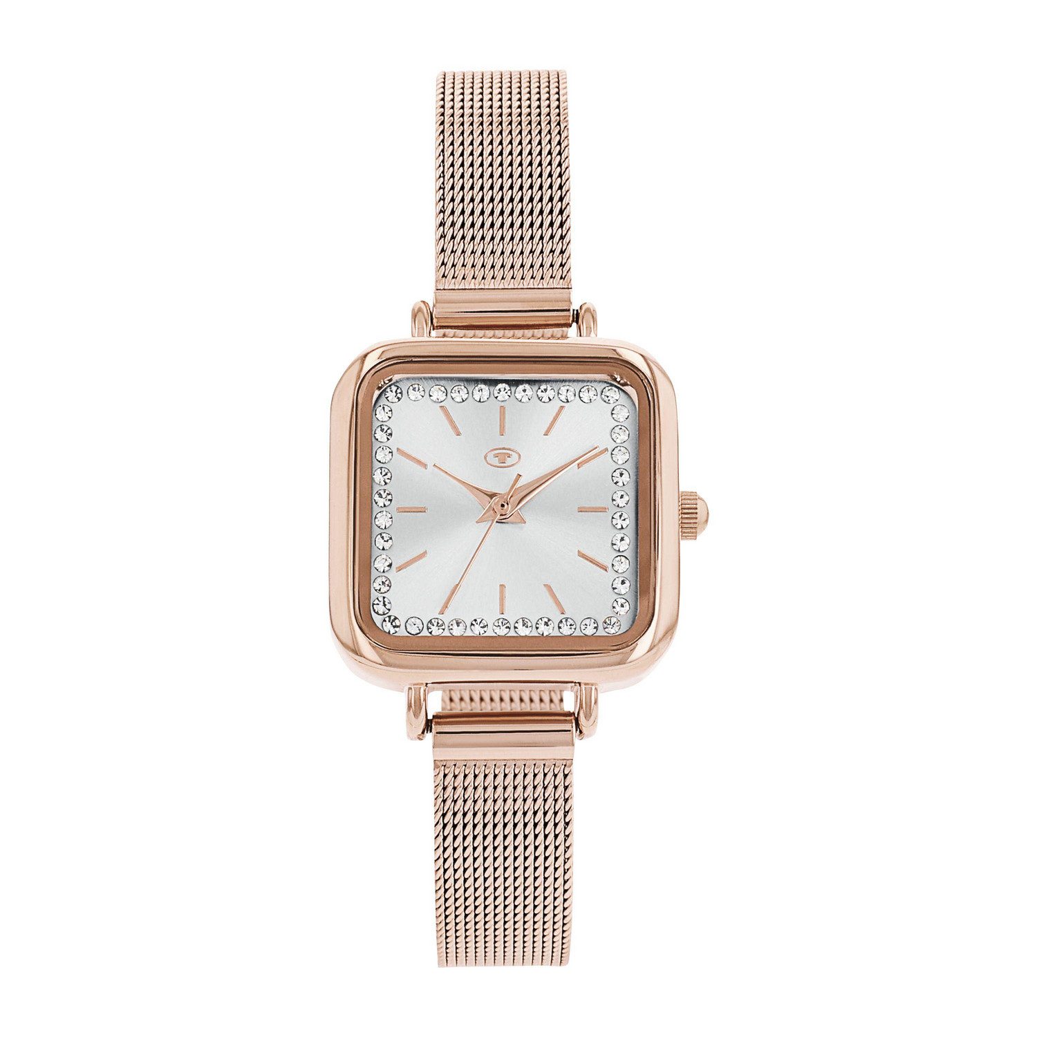 TOM TAILOR Quarzuhr 2100726, Armbanduhr, Damenuhr, Edelstahlarmband, analog, Kristallsteine