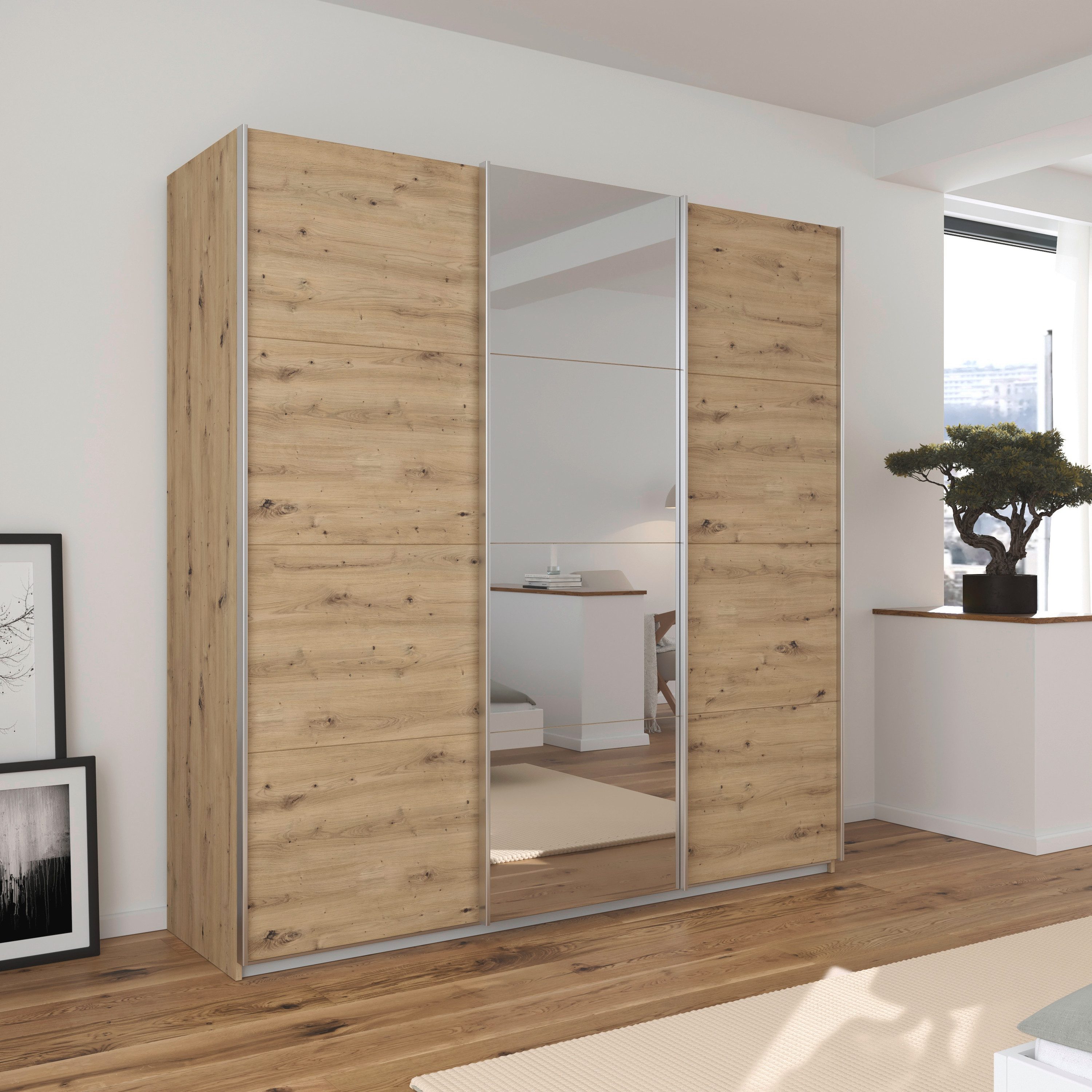 OTTO home Schwebetürenschrank Kleiderschrank Schrank Schlafzimmerschrank Garderobe AGORDO (Breiten 203/271/315/360 cm in drei Griff-Farben - NEU: Farbe SCHWARZ) Top Innenausstattung, in 4 Breiten und 2 Höhen MADE IN GERMANY