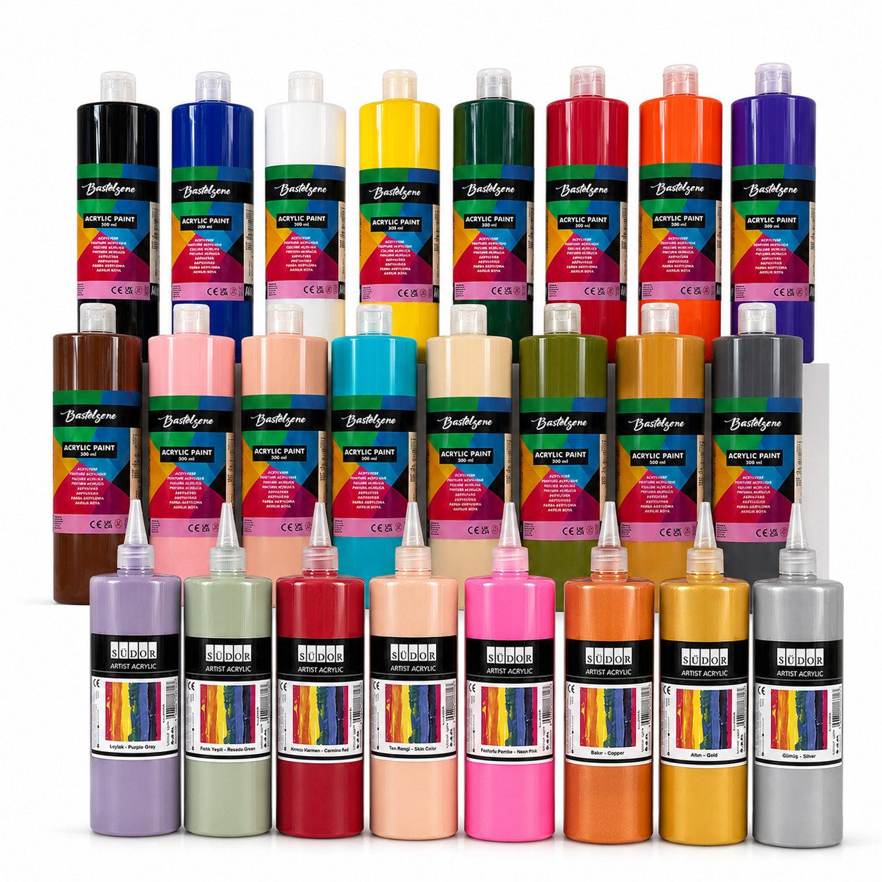Greenpoint Acrylfarbe Acrylfarben-Set 6/12/24 x500 ml Hoch deckend, matt, für Pouring & mehr, Hochpigmentiert, wasserfest, schnelltrocknend, matt, mischbar – Bild 4 von 4
