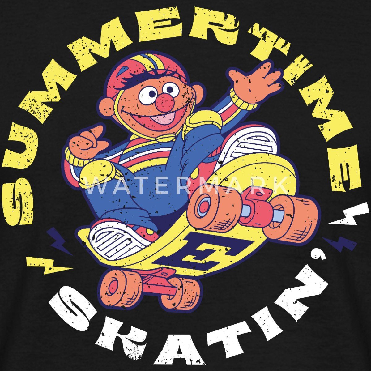Spreadshirt T-Shirt Sesamstraße Ernie Summer Time Skatin' Skate Design Männer T-Shirt (1-tlg)
