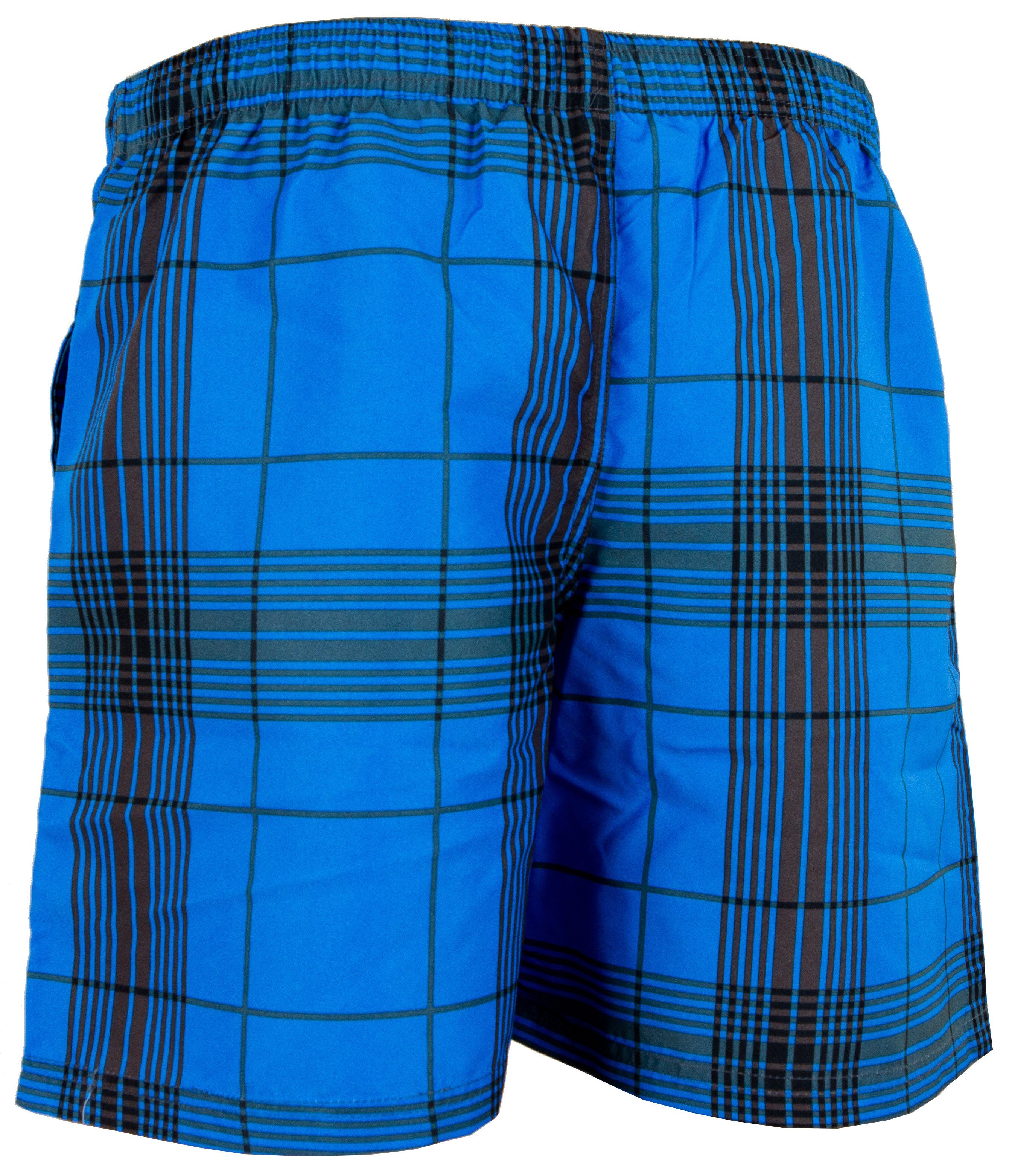 Badehose Badeshorts Mountain kariertes Schnelltrocknende Herren GUGGEN grau Beachshorts kariertes blau Boardshorts Muster Badehose grau blau