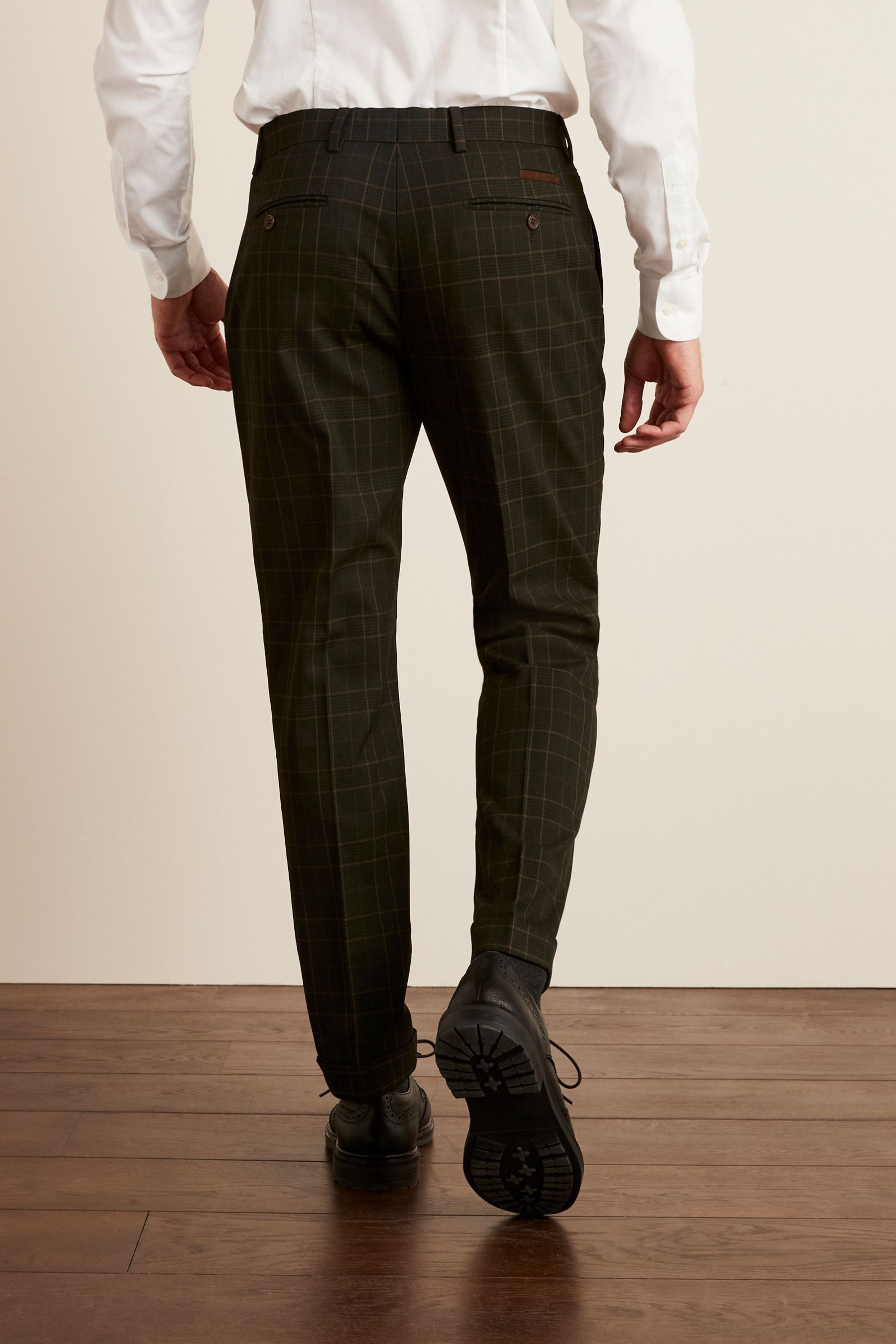 Next Anzughose Karierter Fit Anzug Besatz: mit Slim Hose (1-tlg) Green