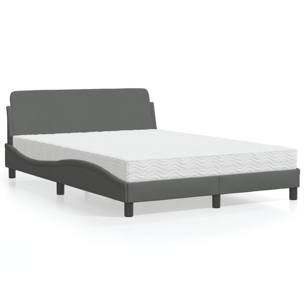 vidaXL Bett mit Matratze Dunkelgrau 120x200 cm Stoff Modell 12009060 günstig online kaufen