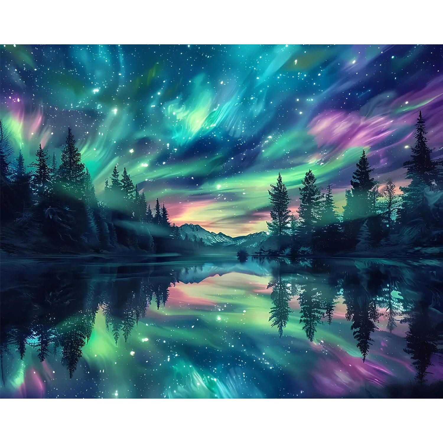 LuxusKollektion Kreativset Diamond Painting Landschaft 5D Aurora 30x40cm