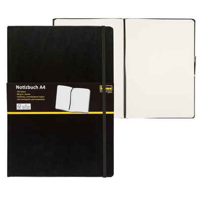 Idena Notizbuch Notizbuch DIN A4 blanko, FSC-Mix 192 Seiten 80 g/m² Hardcover Schwarz