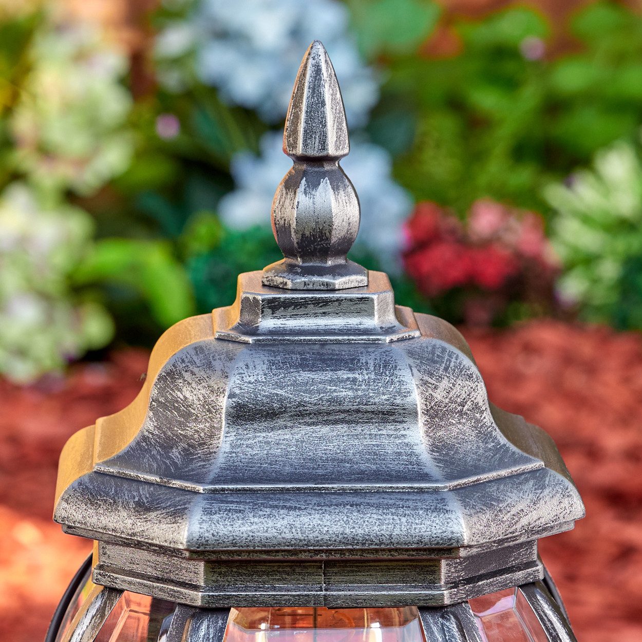 hofstein Pollerleuchte Außenwegeleuchte aus Metall/Kunststoff in Schwarz/Silberfarben/Klar, ohne Leuchtmittel, Wegeleuchte im Vintage/Antik/Landhaus-Design, Höhe 50 cm, E27, IP44