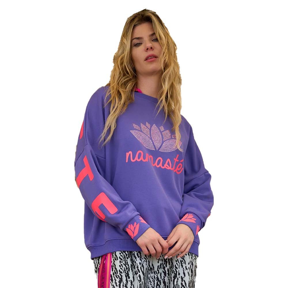 Miss Goodlife Sweatshirt MG12935 "Double Namasté" Strass – Lila günstig online kaufen