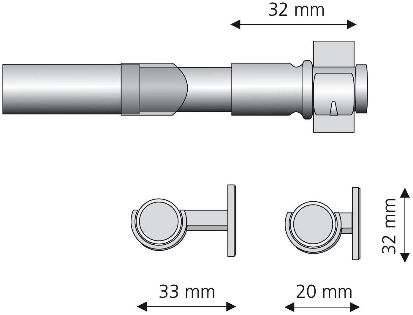 Scheibenstange Florida, Liedeco, Ø 12 mm, 1-läufig, ausziehbar, ohne Bohren,  verschraubt