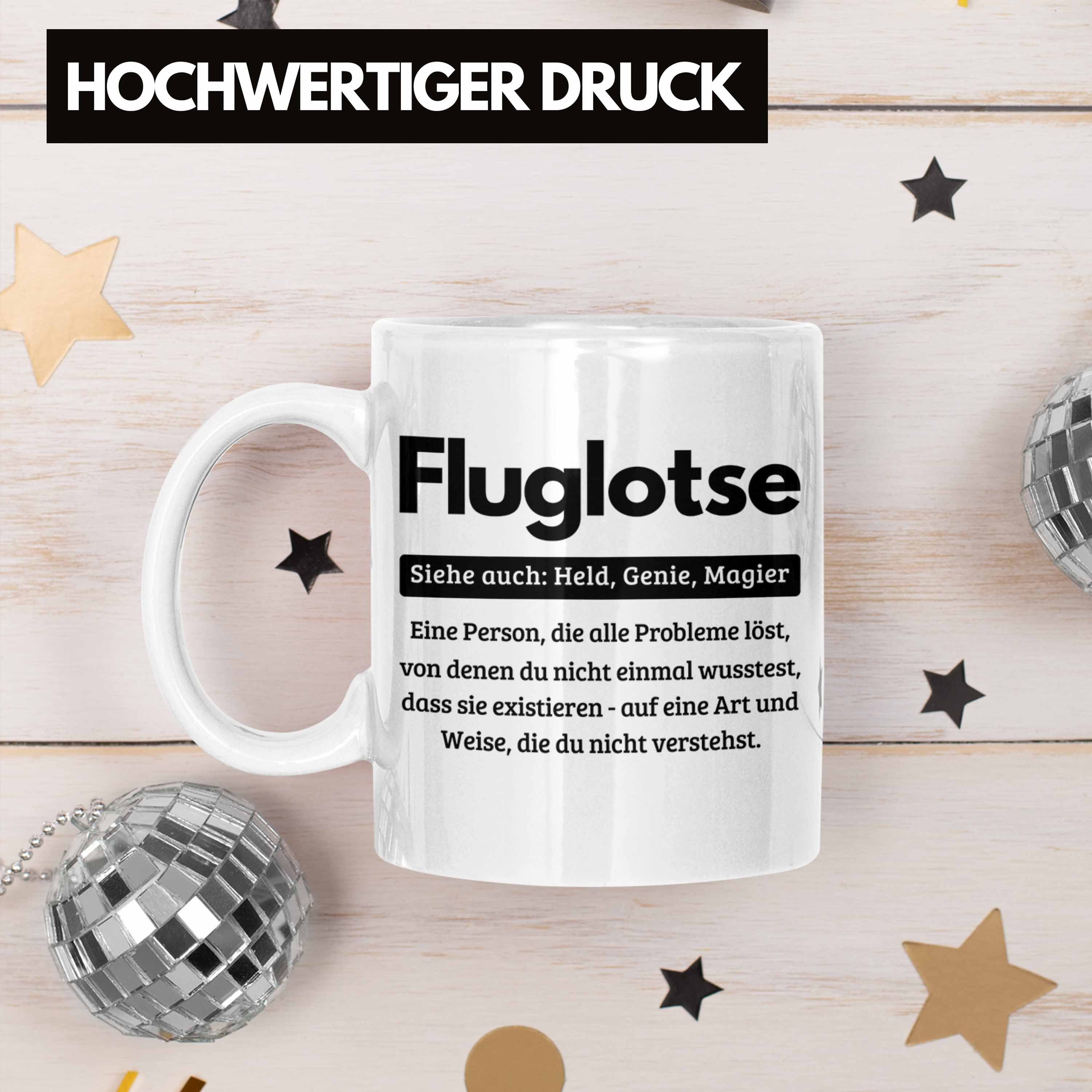 Tasse für Tasse Kaffee-Bec Trendation Fluglotse Geschenk Geschenkidee Fluglotsen Spruch Weiss