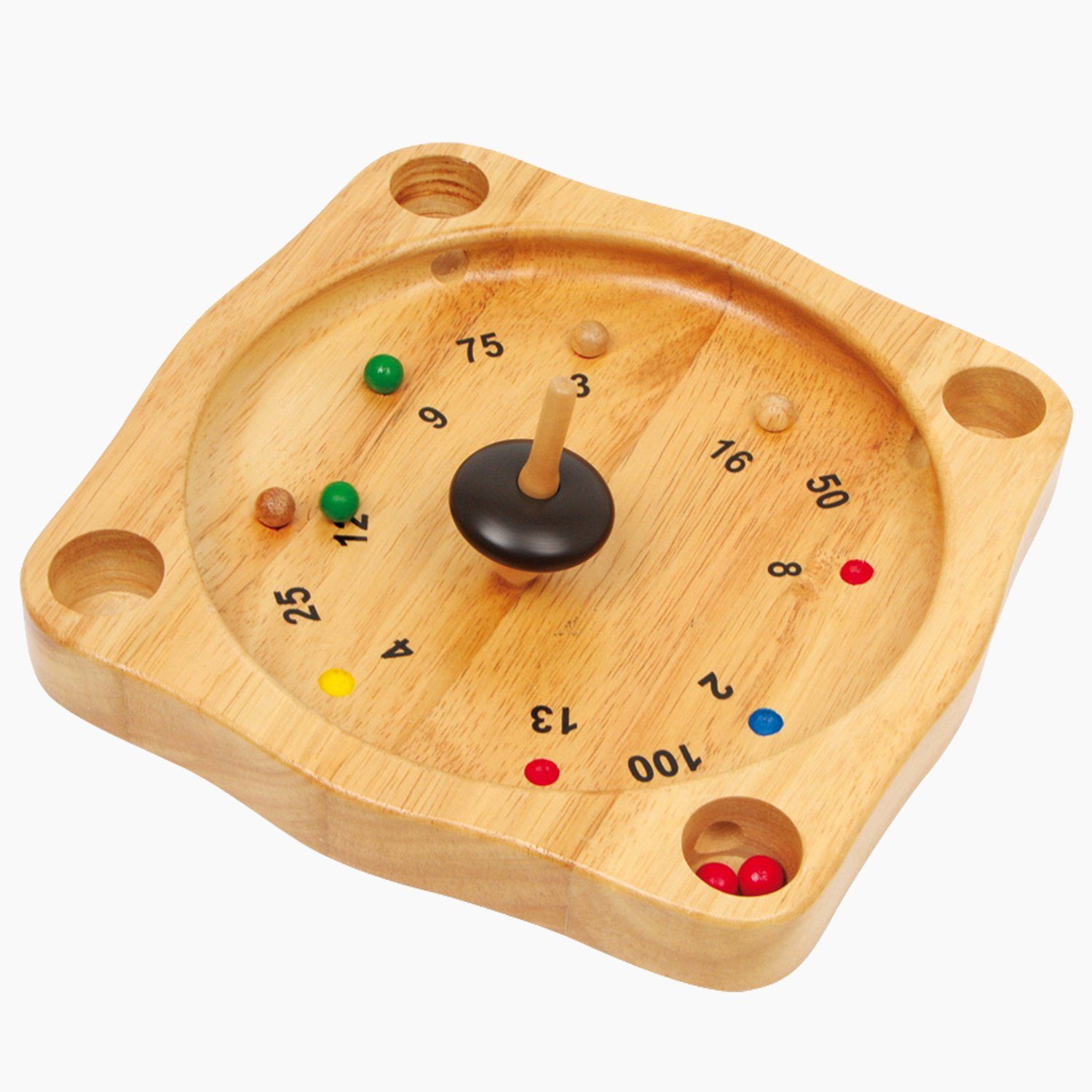 goki Spielesammlung Tiroler Roulette Spiel Bauernroulette, Roulette, hochwertig gearbeiteten Holzschale