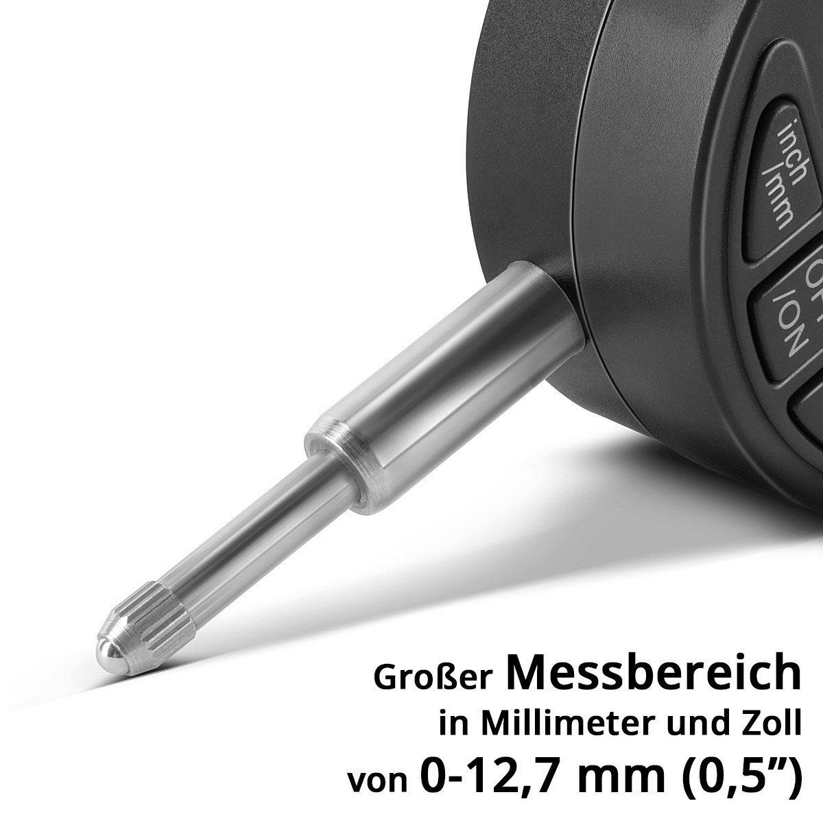 Messbereich, Digitale cm, mit STAHLWERK max. (0,5) 3-St. Messuhr 0-12,7 Messschieber mm 12,7