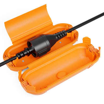 deleyCON deleyCON Kabel Schutzbox Wetterfest Outdoor IP44 für Stromkabel Orange Kabelzubehör