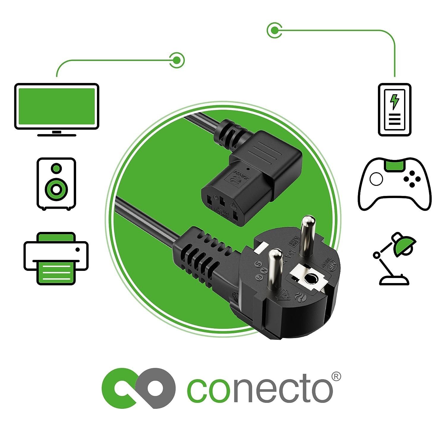 auf IEC-Buchse C13 90° Stromkabel, (100 conecto cm) conecto Schutzkontakt-Stecker Strom-Kabel,