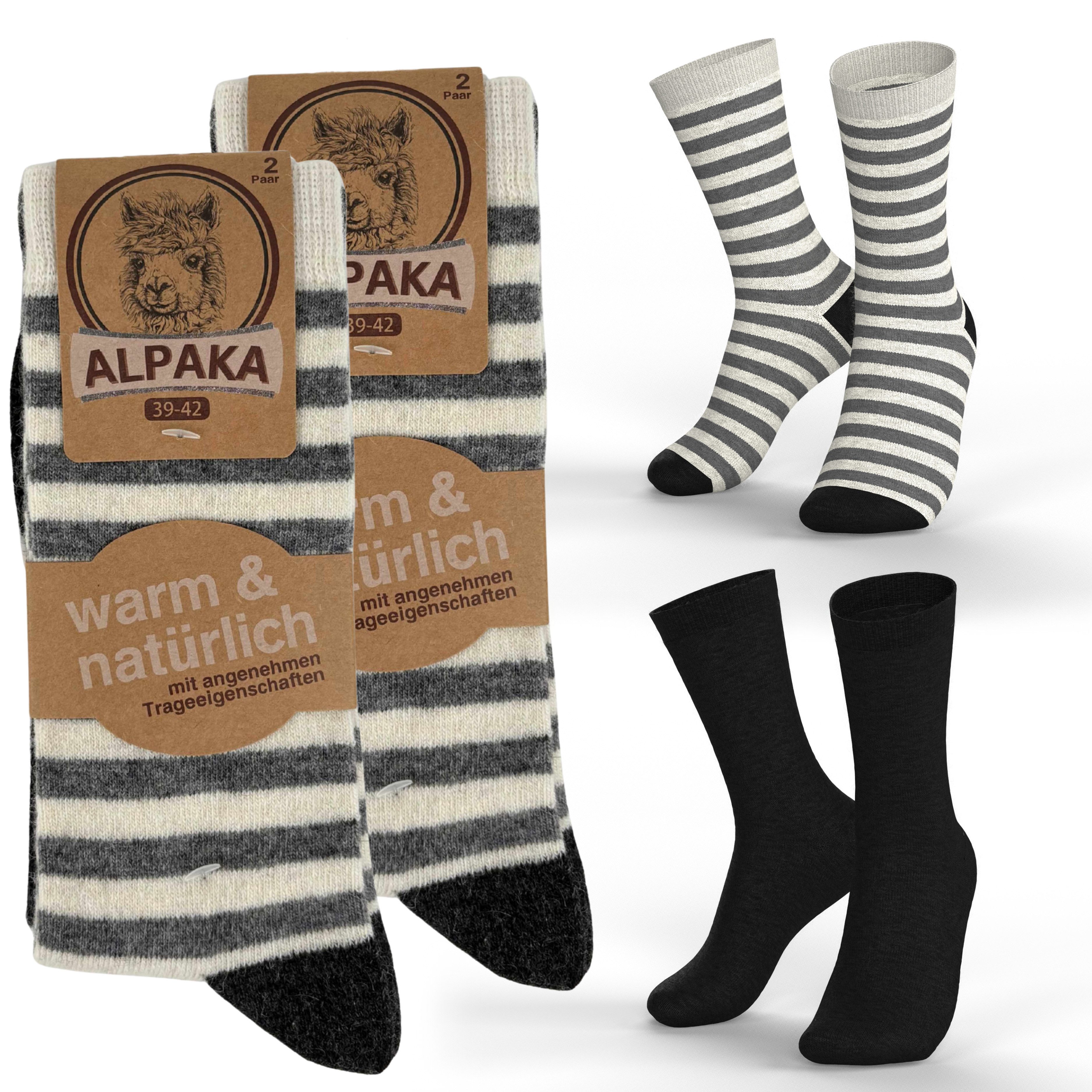 MEDOLY Thermosocken mit Alpaka- & Schafwolle (4 Paar) Wintersocken warme Wollsocken