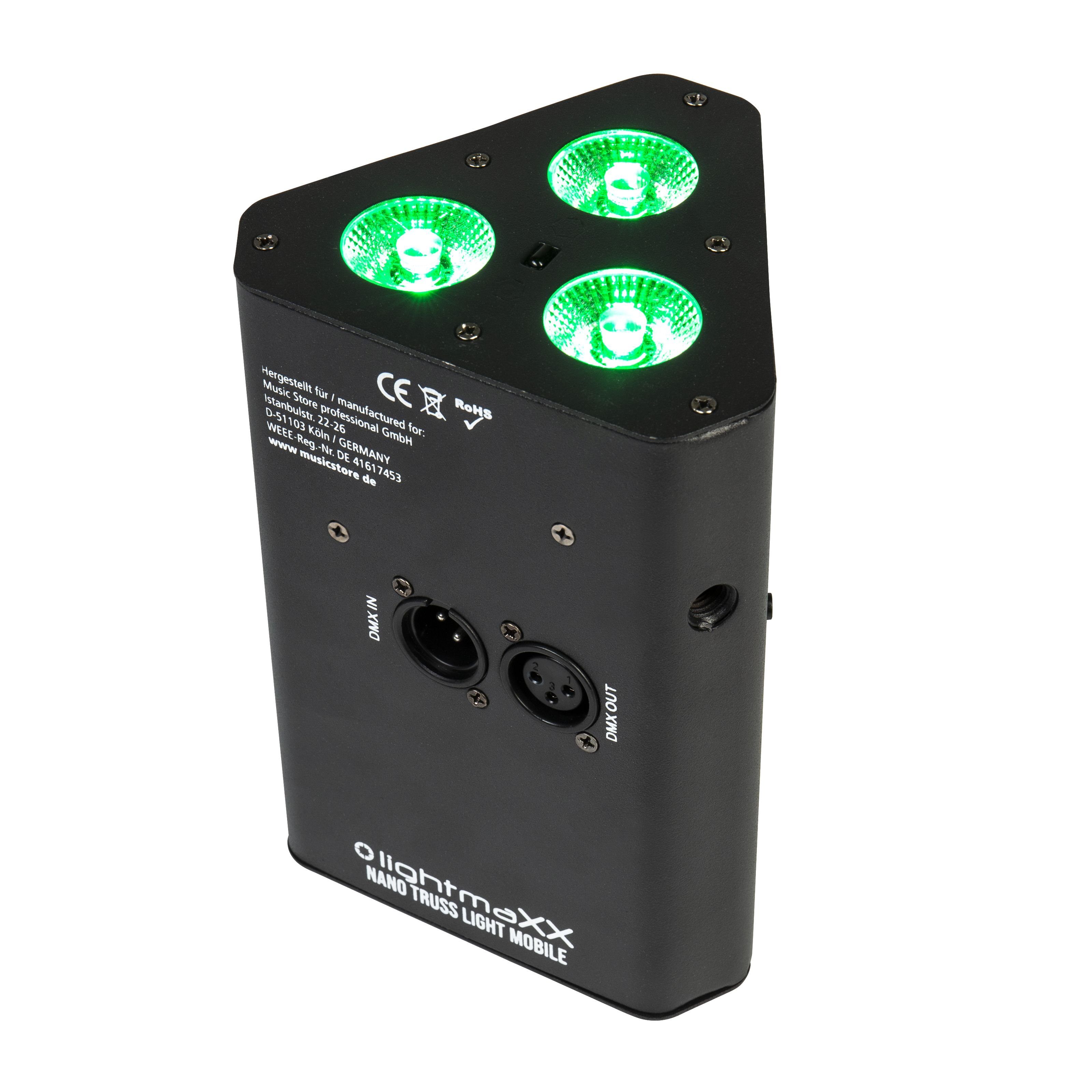 lightmaXX LED Discolicht, Nano Truss Light Mobile MKII 3x 4W RGBW + Battery - Akkubetriebener LE