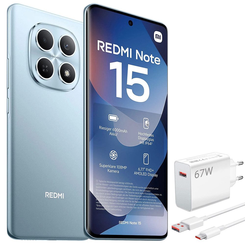 Xiaomi Redmi Note 15 5G 8+256GB Smartphone & 67W HyperCharge Handy (108 MP Kamera)