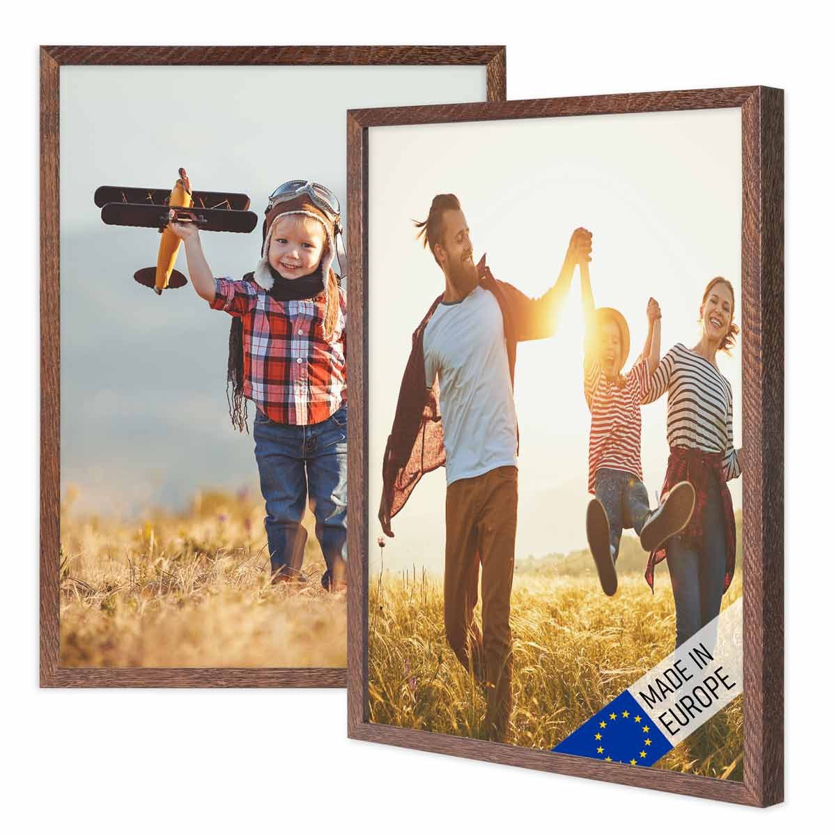 Bilderrahmen 2er Set Massivholz-Rahmen Modern Zeitlos mit Acrylglasscheibe