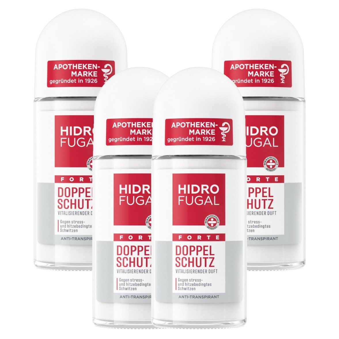 Hidrofugal Deo-Roller Deo Forte Doppelschutz Roll-On 4 x 50ml, Set, 4-tlg.