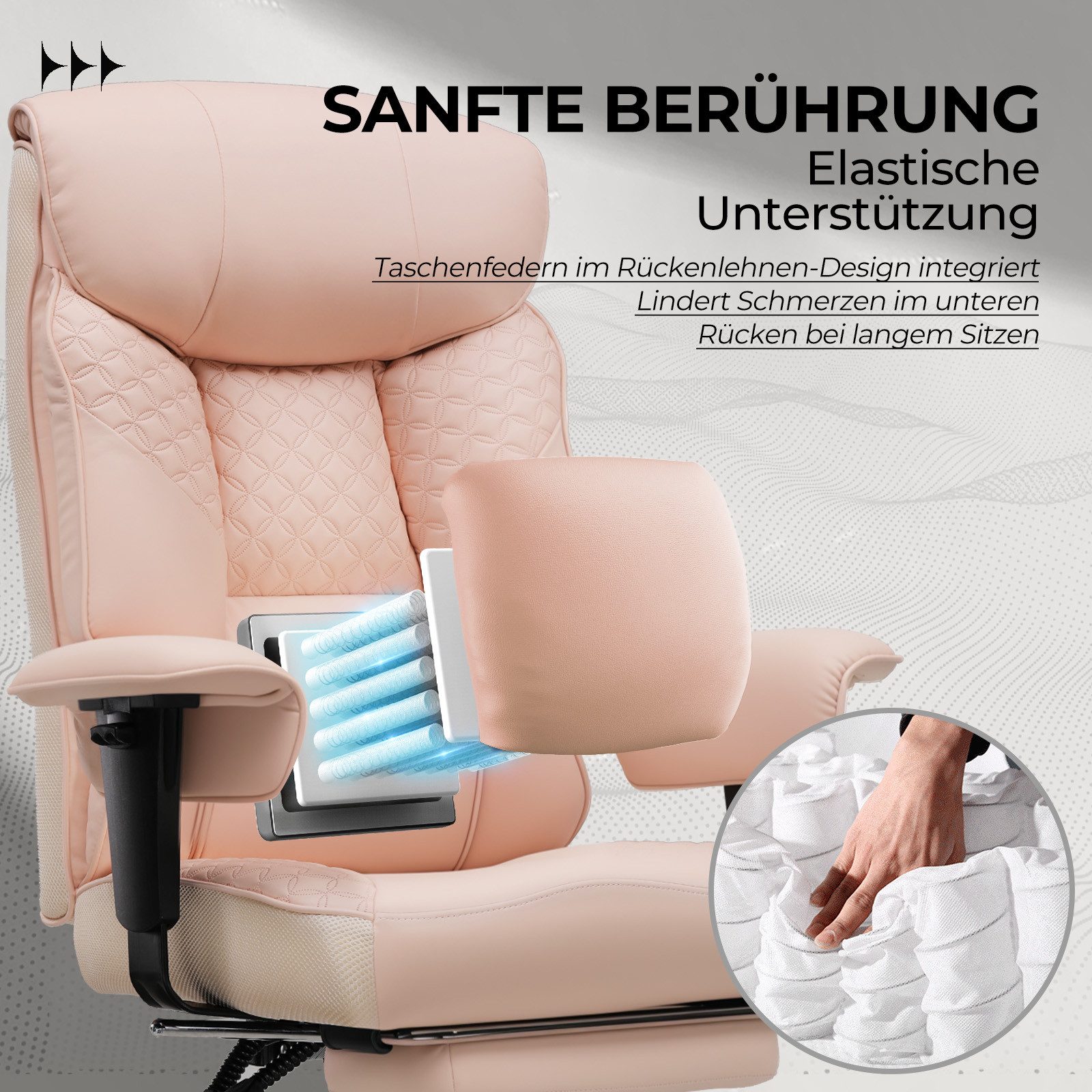 COMHOMA Bürostuhl Gaming Stuhl für Große und Schwere Personen bis 180 kg, ergonomischer Bürostuhl 3D Sitzkissen, verstellbar mit Fußstütz