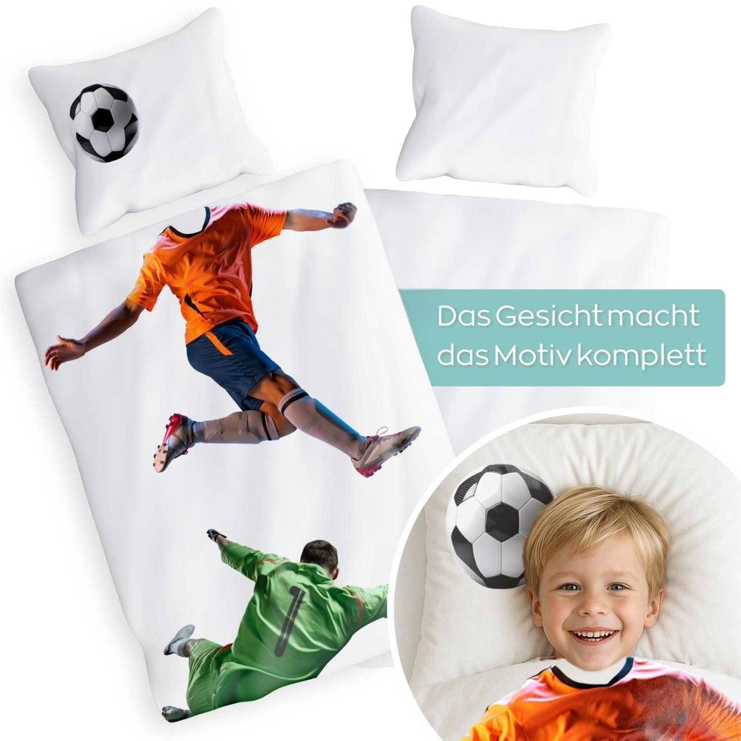 Carpe Sonno Kinderbettwäsche 135x200 Jungen Fussball Baumwolle Bettwäsche K günstig online kaufen